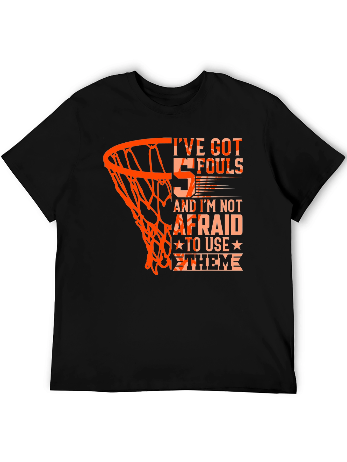 Black Basketball '5 Fouls' Graphic T-Shirt view 5