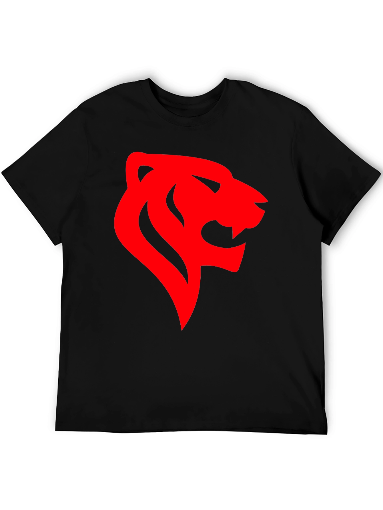 Black Bold Lion Head Graphic Tee - Black view 5