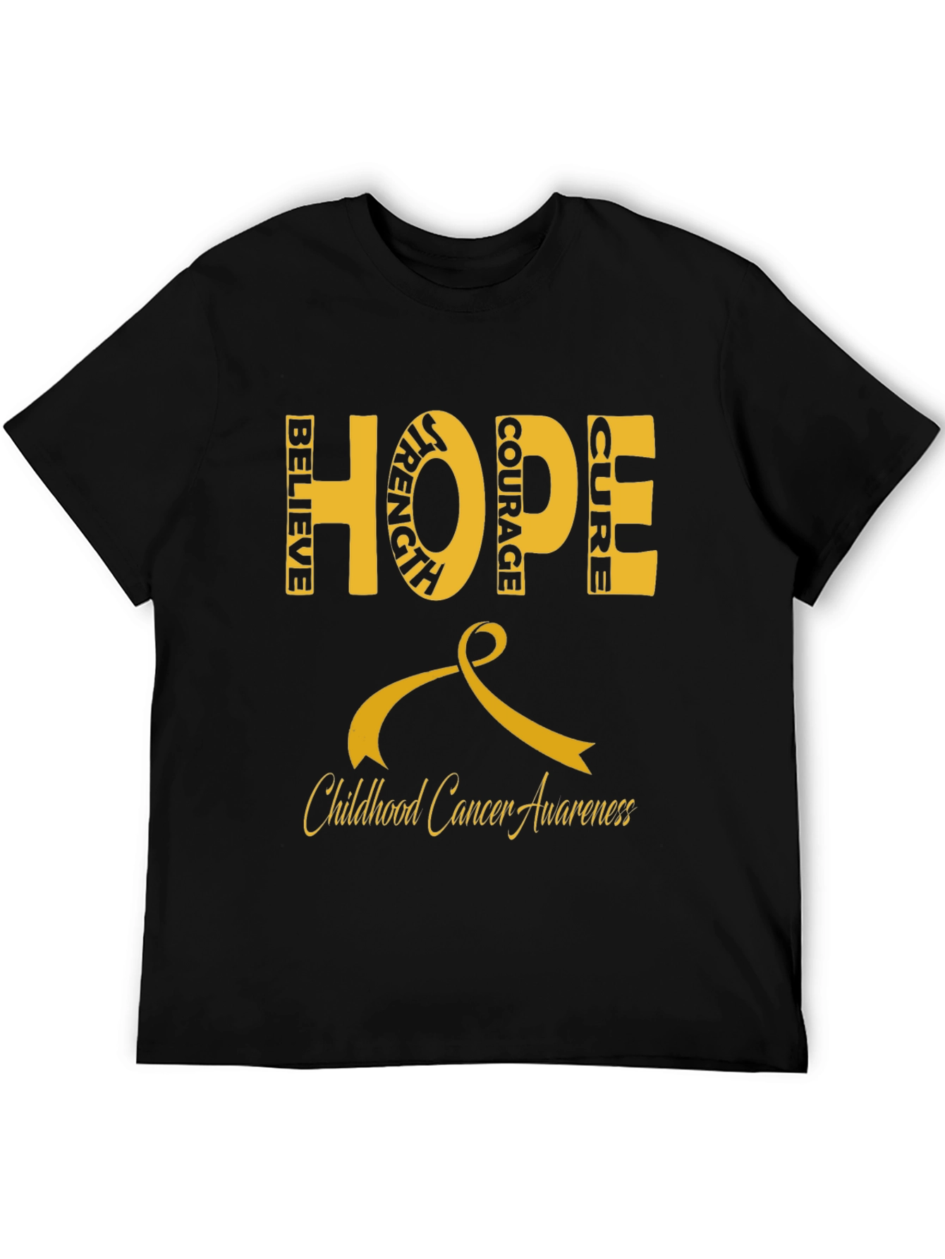 Black Childhood Cancer Awareness Hope T-Shirt view 5