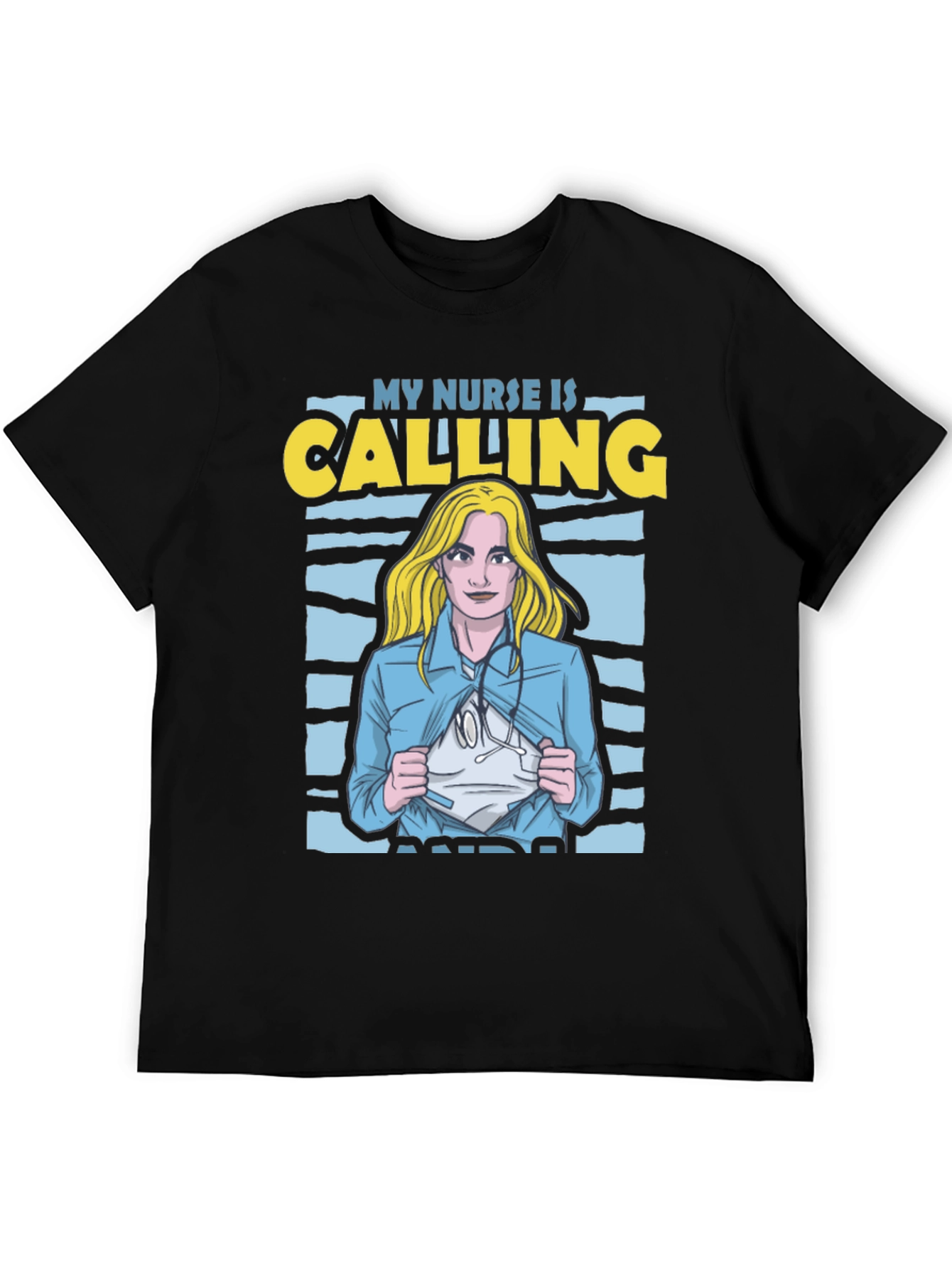 Black My Nurse Is Calling T-Shirt view 5