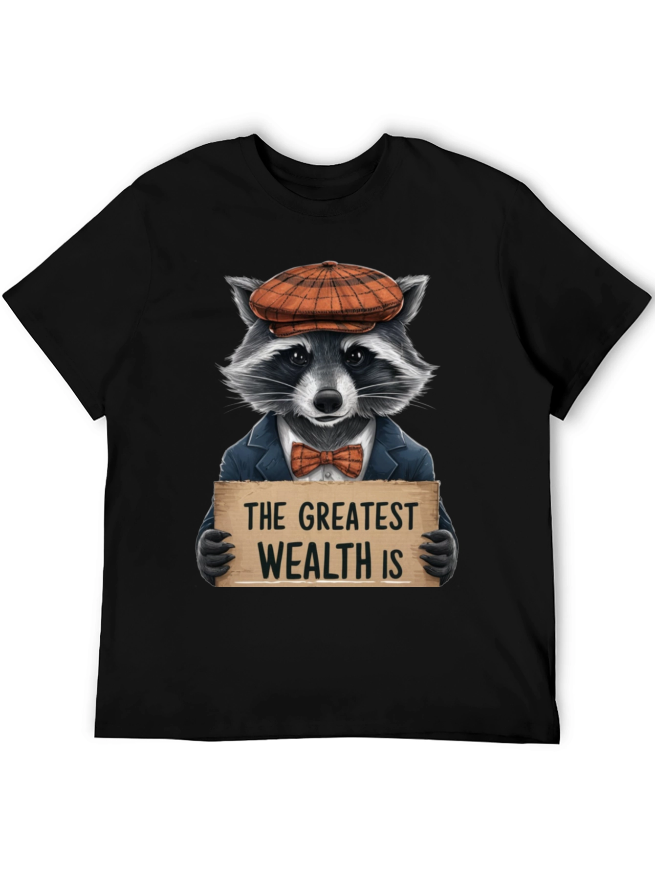 Black The Greatest Wealth Raccoon T-Shirt view 5