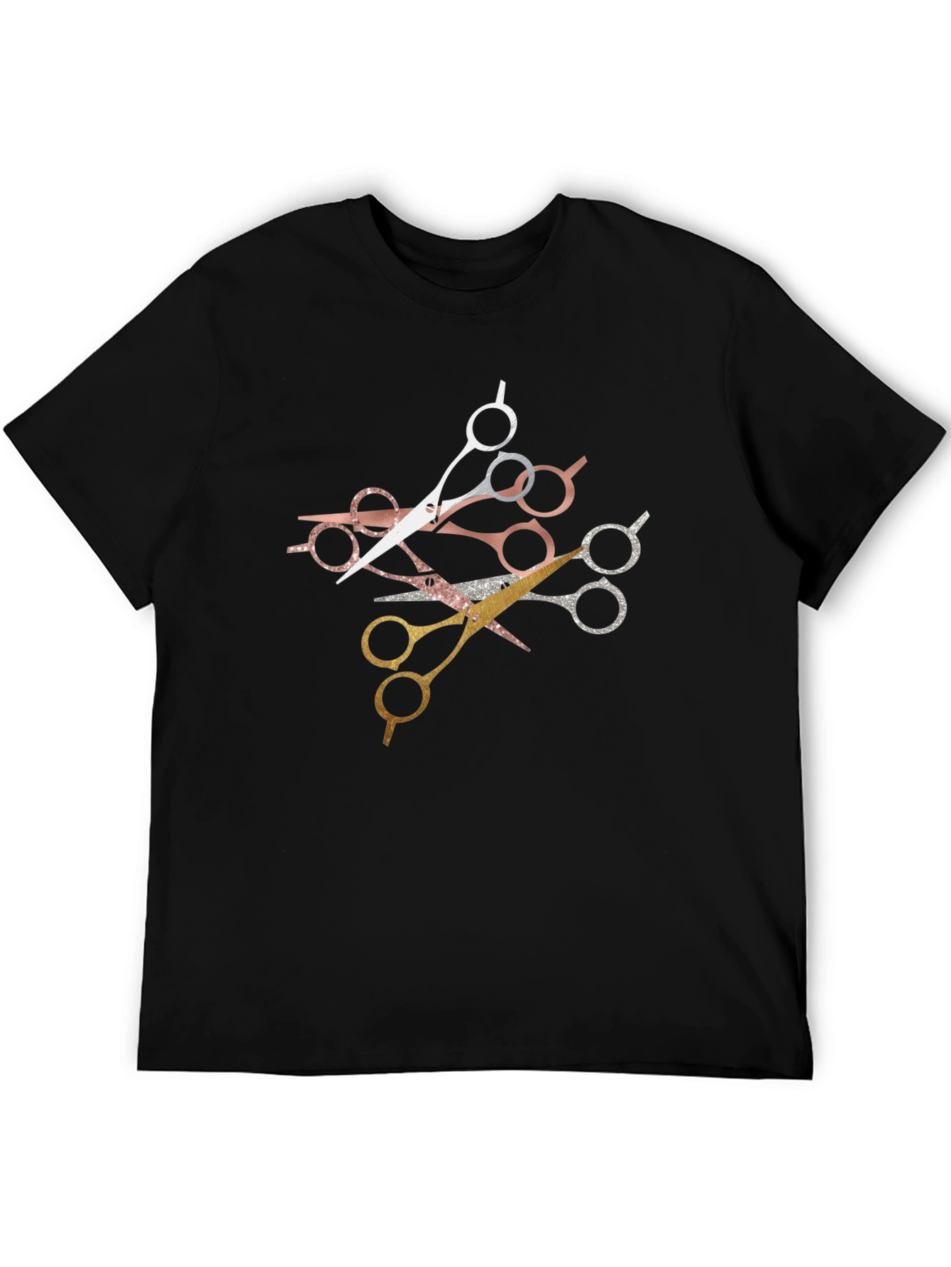 Black Stylish Scissors Graphic T-Shirt - Barber Edition view 5