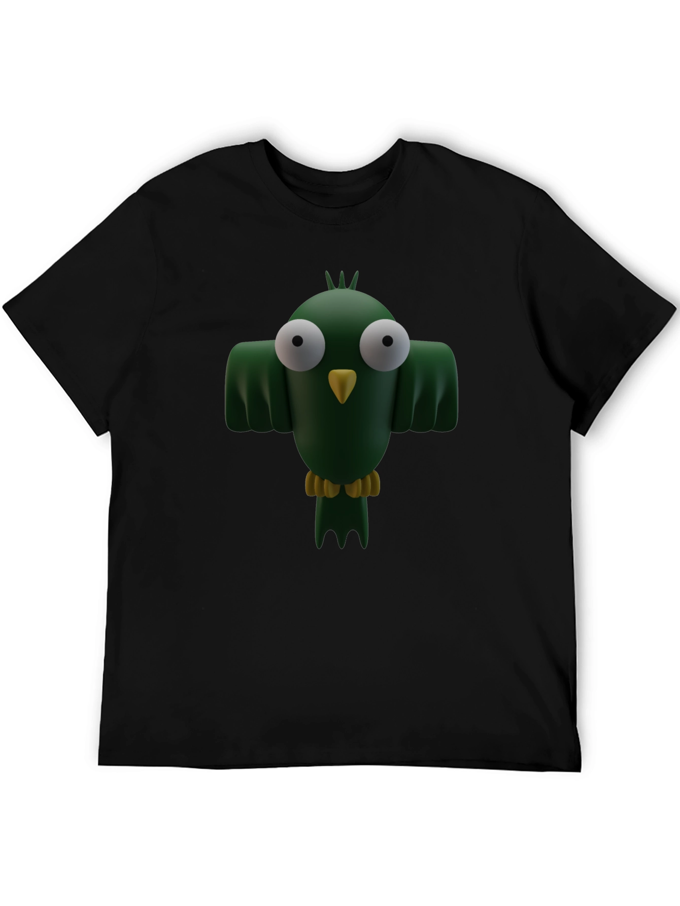 Black Cartoon Bird Graphic T-Shirt - Funny Animal Tee view 5