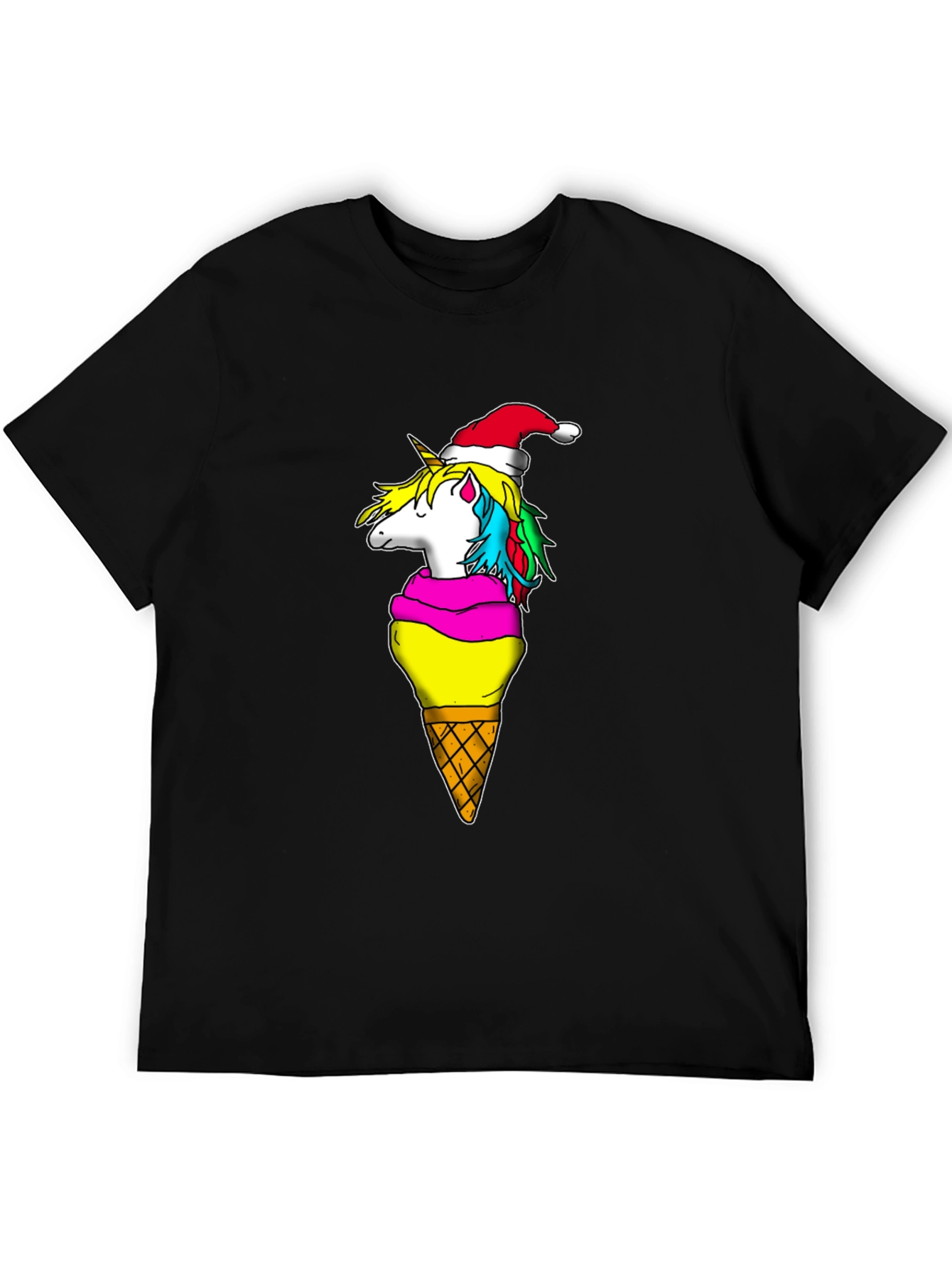 Black Unicorn Ice Cream Cone Christmas T-Shirt view 5