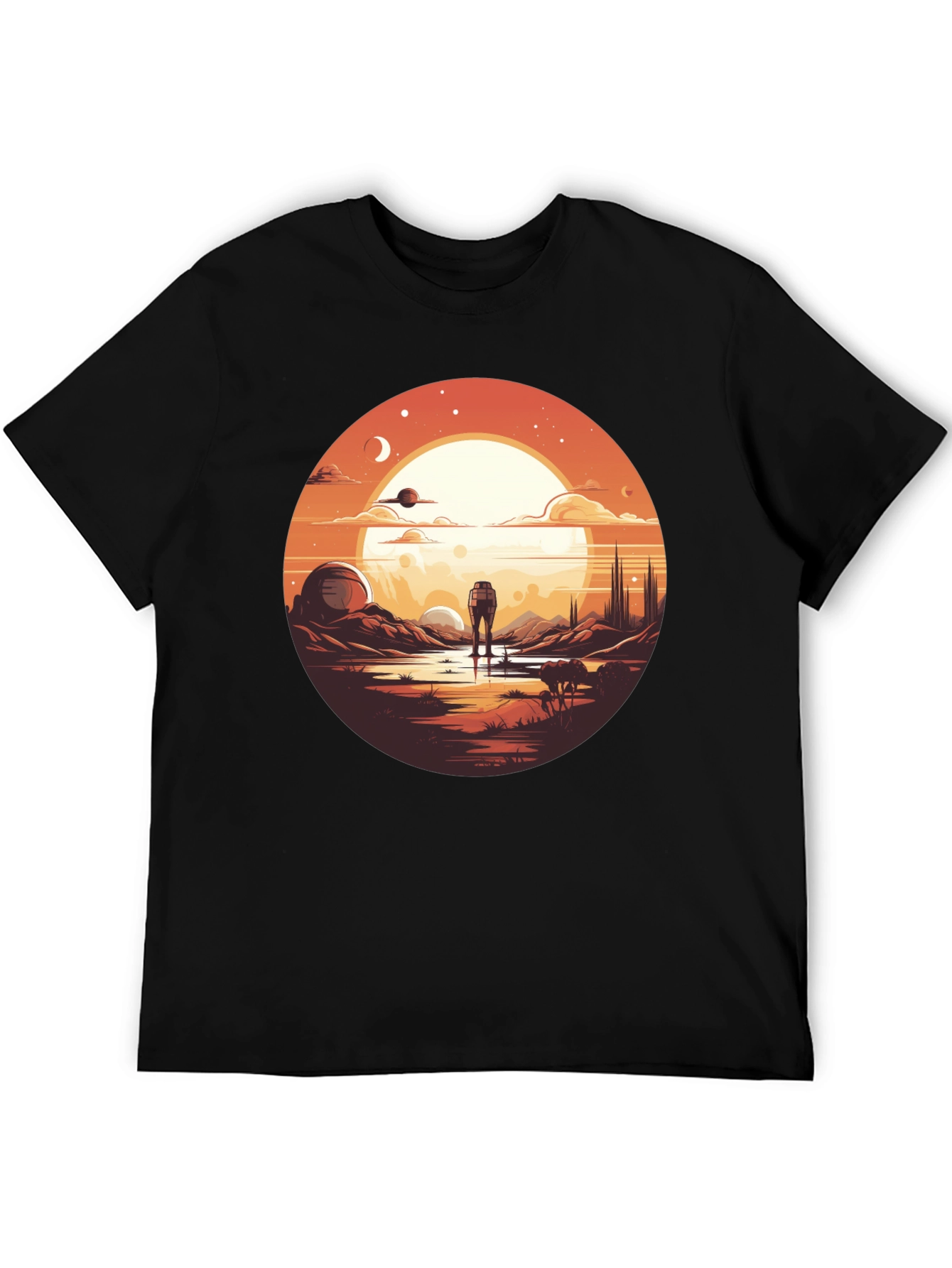 Black Sci-Fi Landscape Graphic Tee view 5