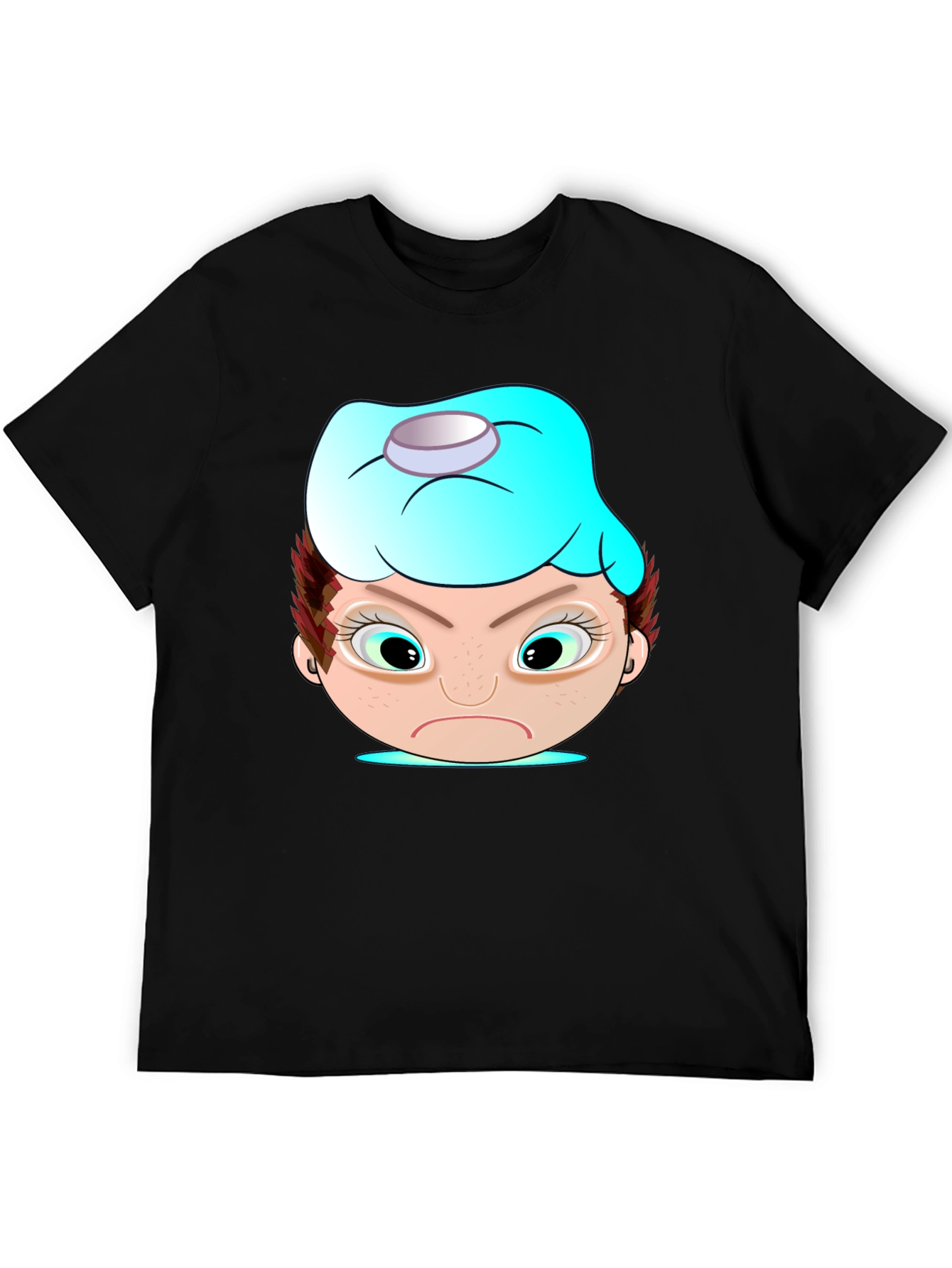 Black Funny Cartoon Headache T-Shirt view 5