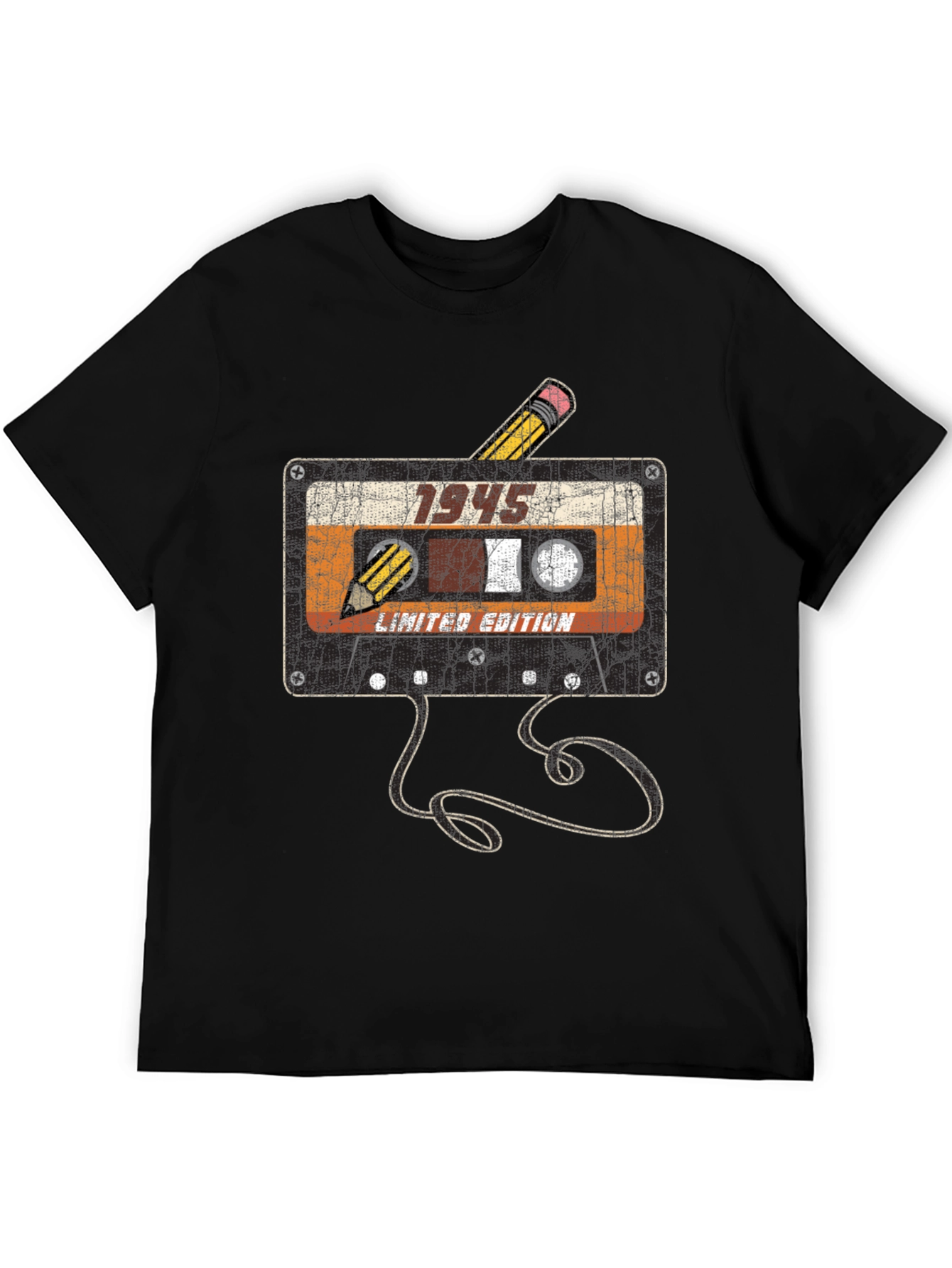 Black Vintage 1945 Cassette Tape T-Shirt view 5