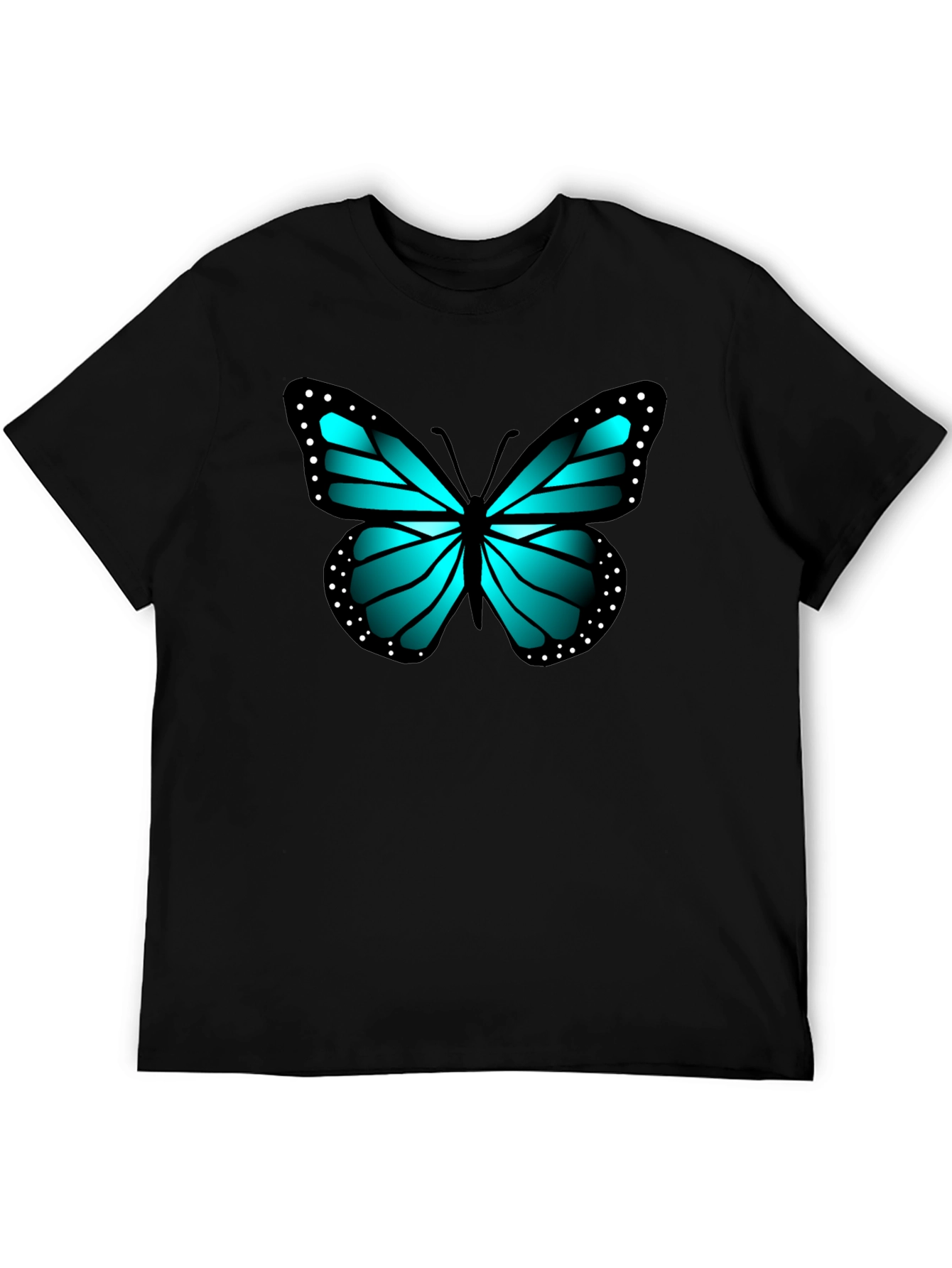 Black Blue Butterfly Graphic Black Tee view 5