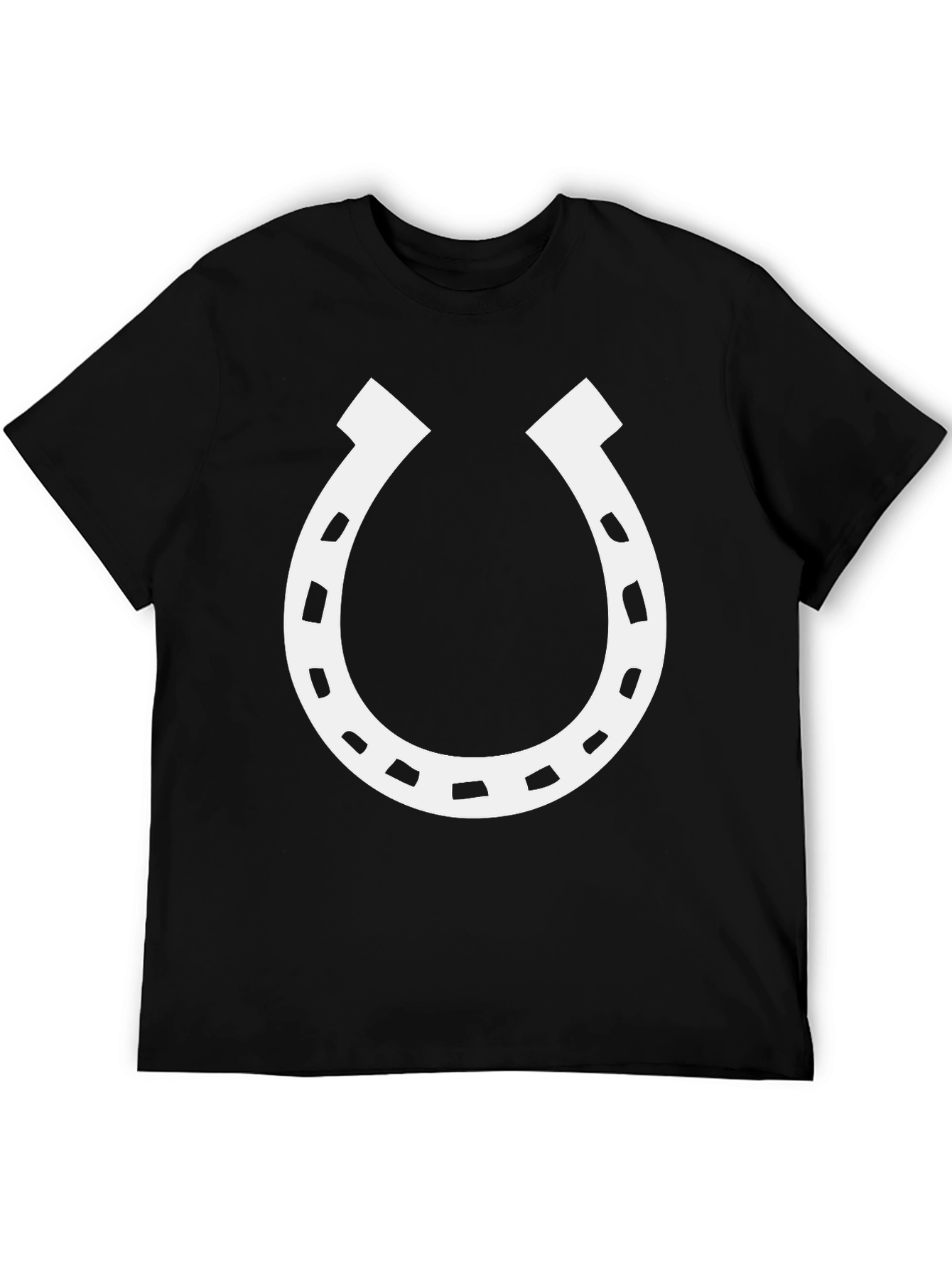 Black Lucky Horseshoe Graphic Tee - Black Cotton Blend T-Shirt view 5