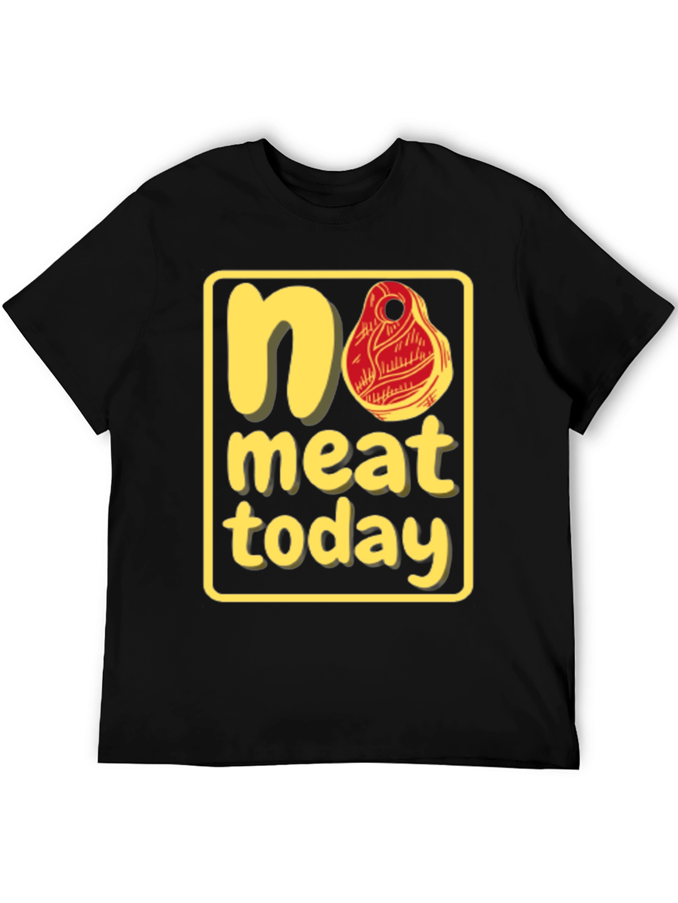 Black No Meat Today Graphic T-Shirt - Black Cotton Tee view 5