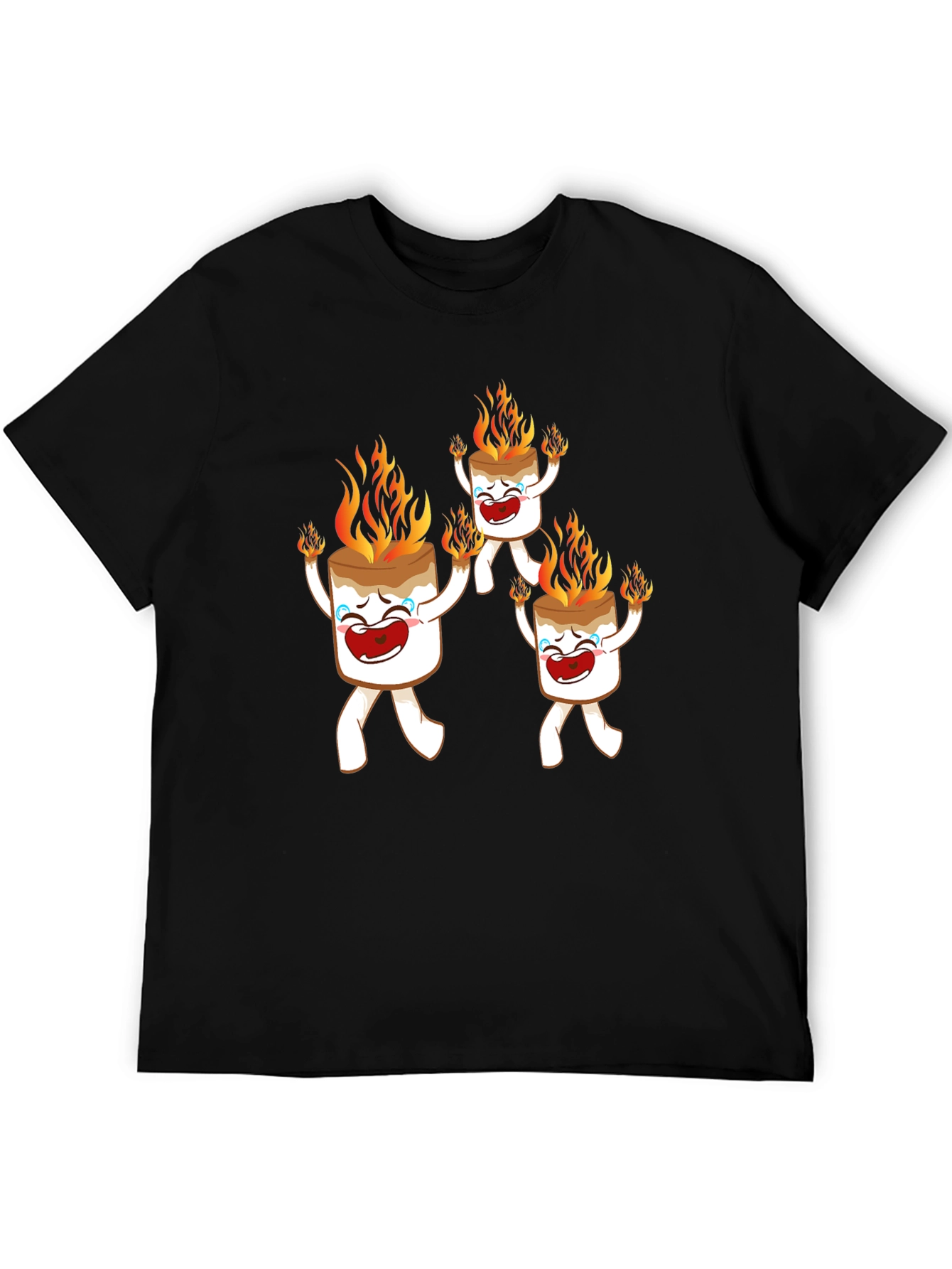 Black Funny Marshmallow On Fire Graphic Tee view 5