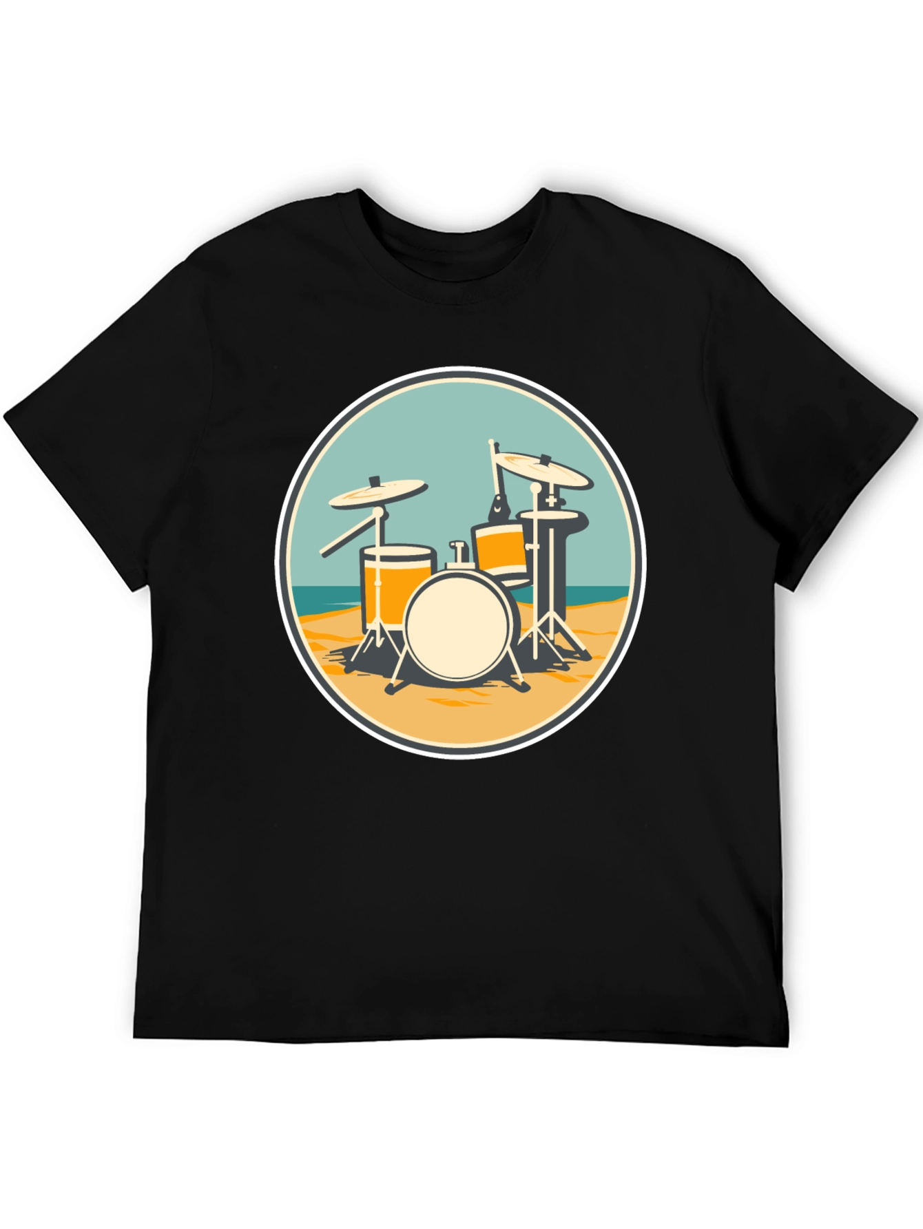 Black Drum Set Beach T-Shirt view 5