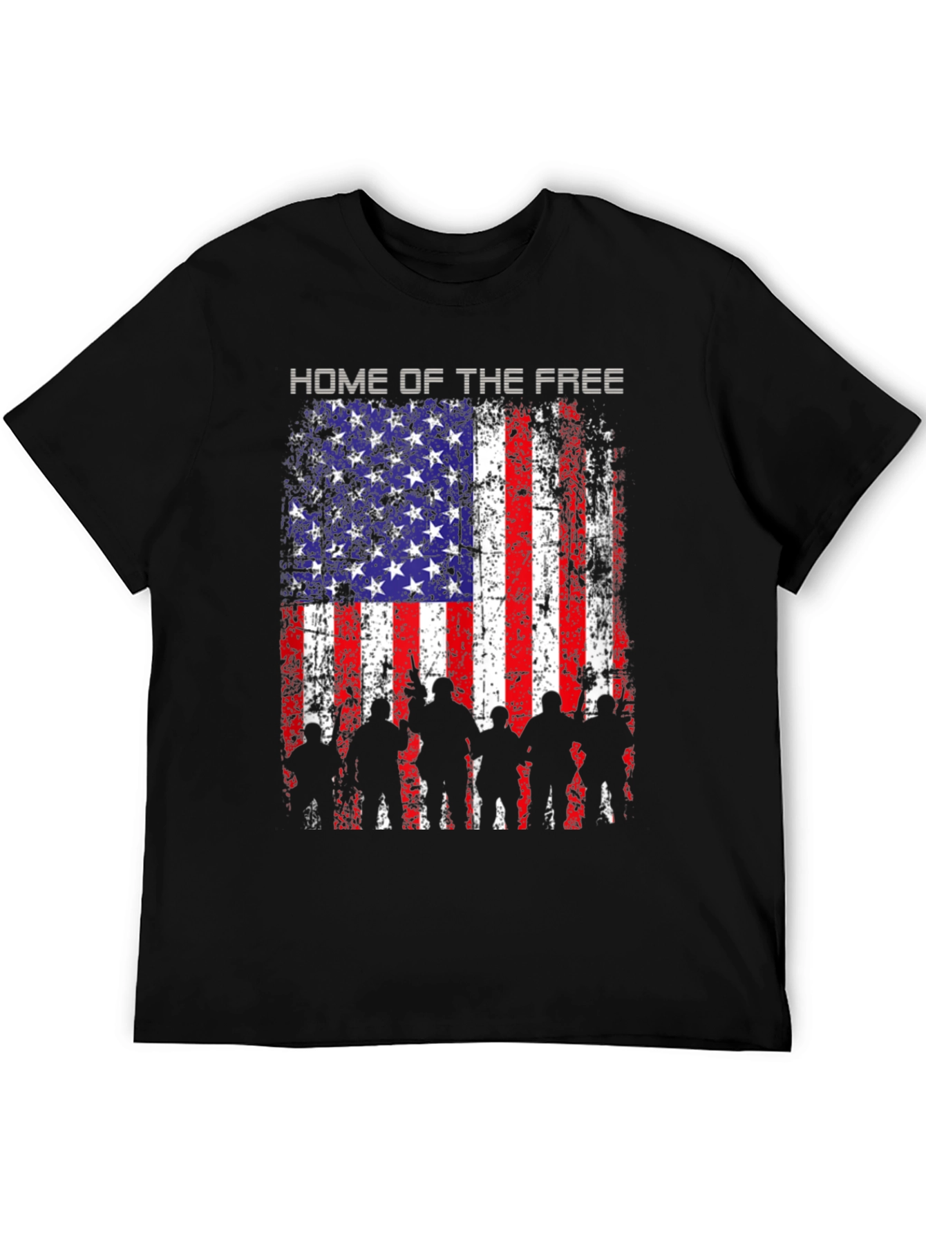 Black Home of the Free American Flag T-Shirt view 5