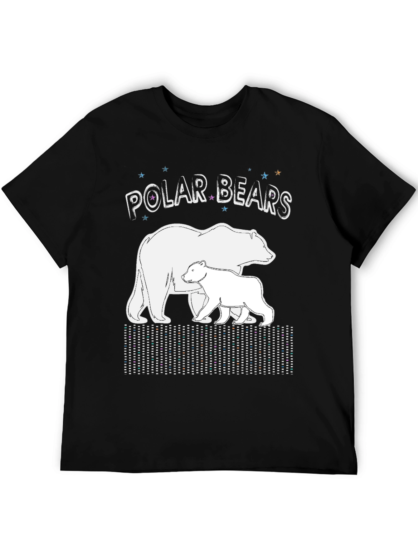 Black Polar Bears Graphic Print Crew Neck T-Shirt view 5