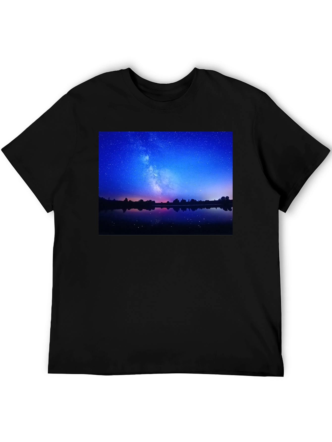 Black Night Sky Reflection Graphic T-Shirt view 5
