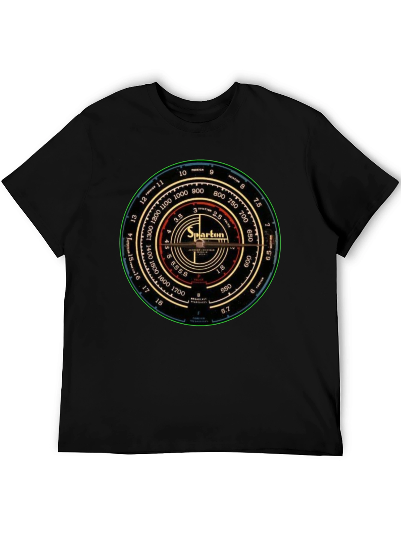 Black Sparton Radio Dial T-Shirt - Vintage Design view 5