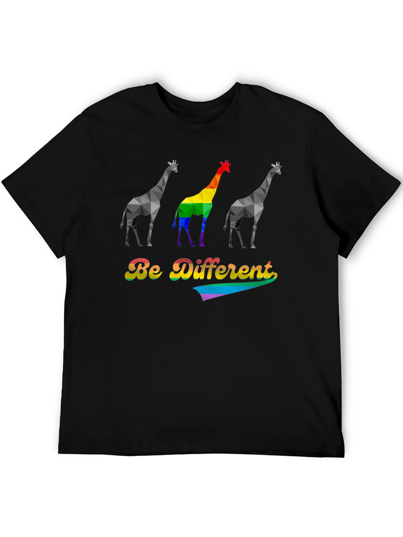 Black Be Different Giraffe Pride T-Shirt view 5