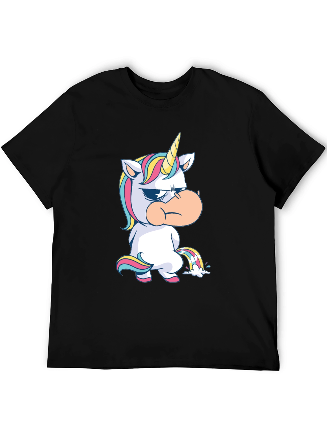 Black Grumpy Unicorn Black T-Shirt Novelty Tee view 5