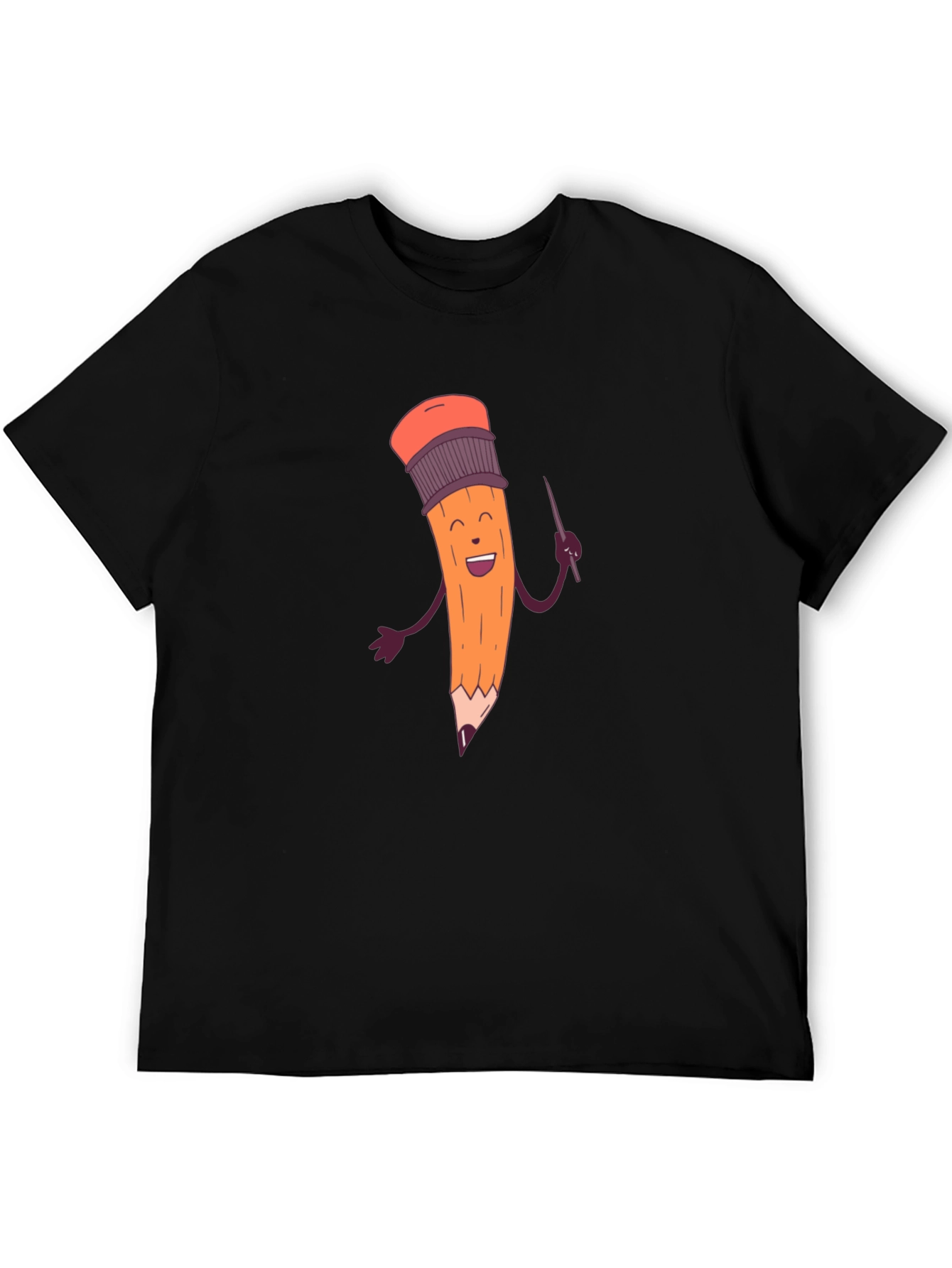Black Funny Pencil Graphic Black T-Shirt view 5
