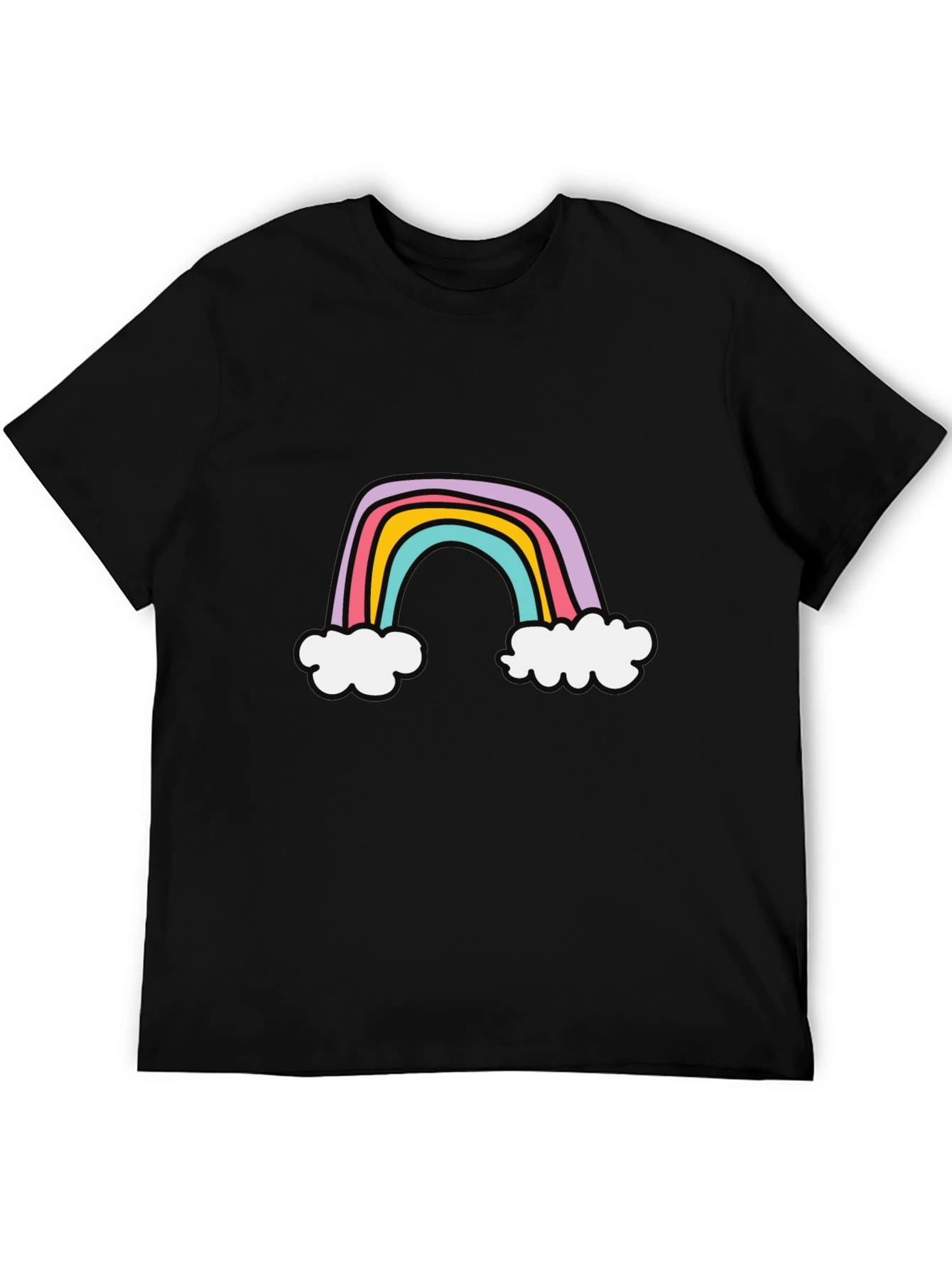 Black Rainbow Graphic Tee - Soft Cotton Blend, Casual Style view 5
