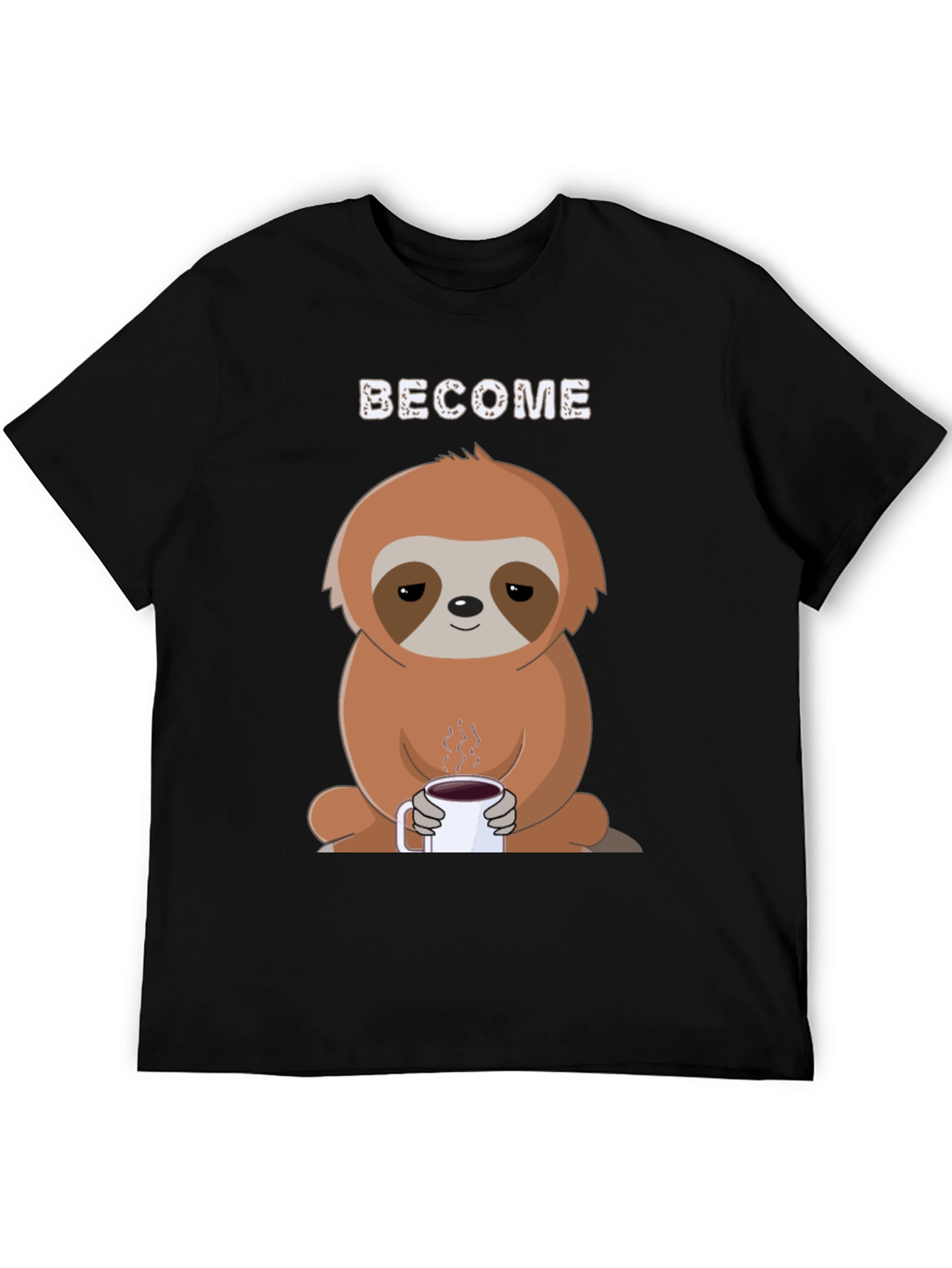 Black Become Coffee Sloth T-Shirt - Relaxed Graphic Tee view 5