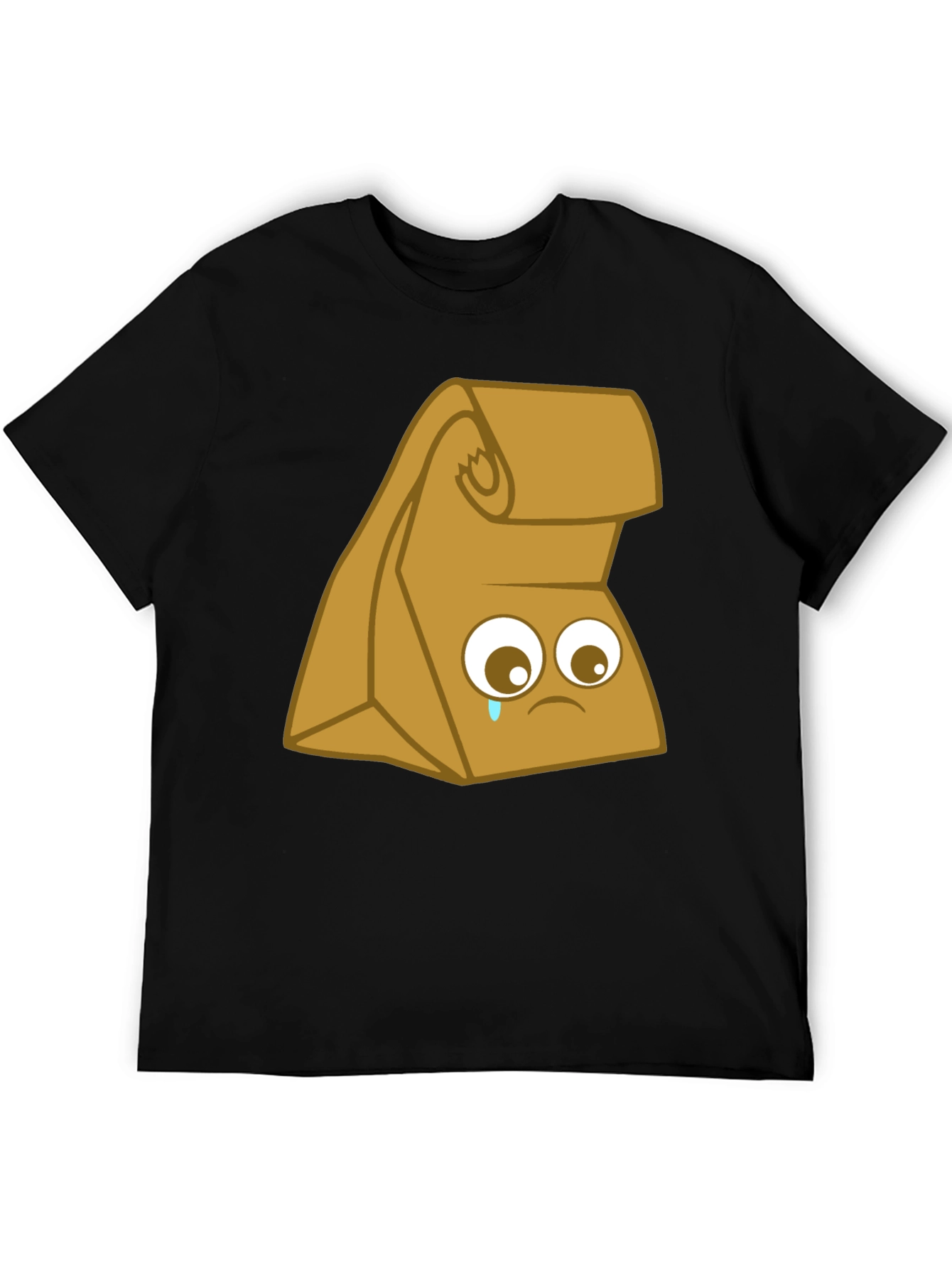 Black Sad Lunch Bag Graphic T-Shirt - Black Cotton Tee view 5