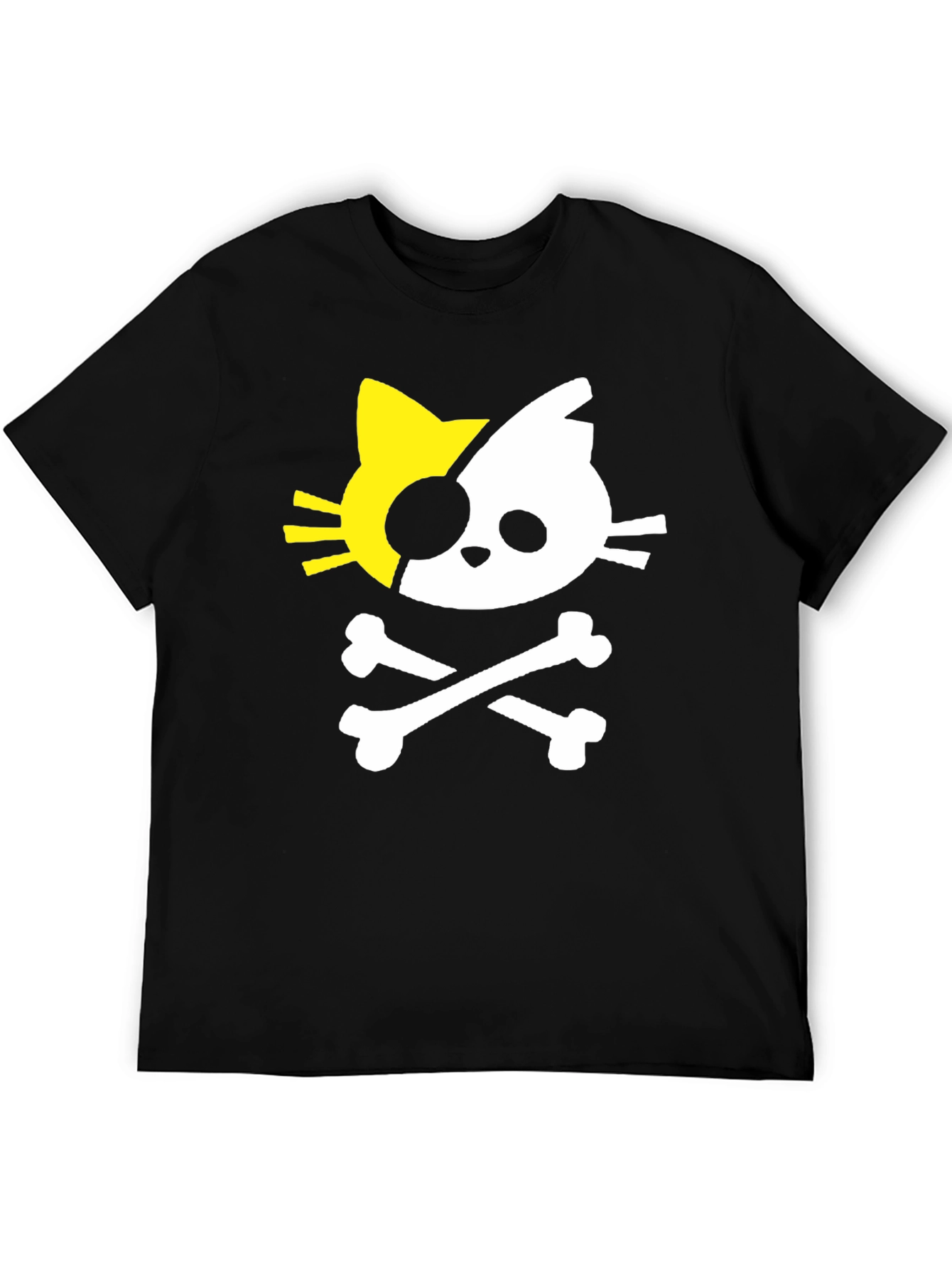 Black Pirate Kitty Graphic Tee - Black Cotton T-Shirt view 5