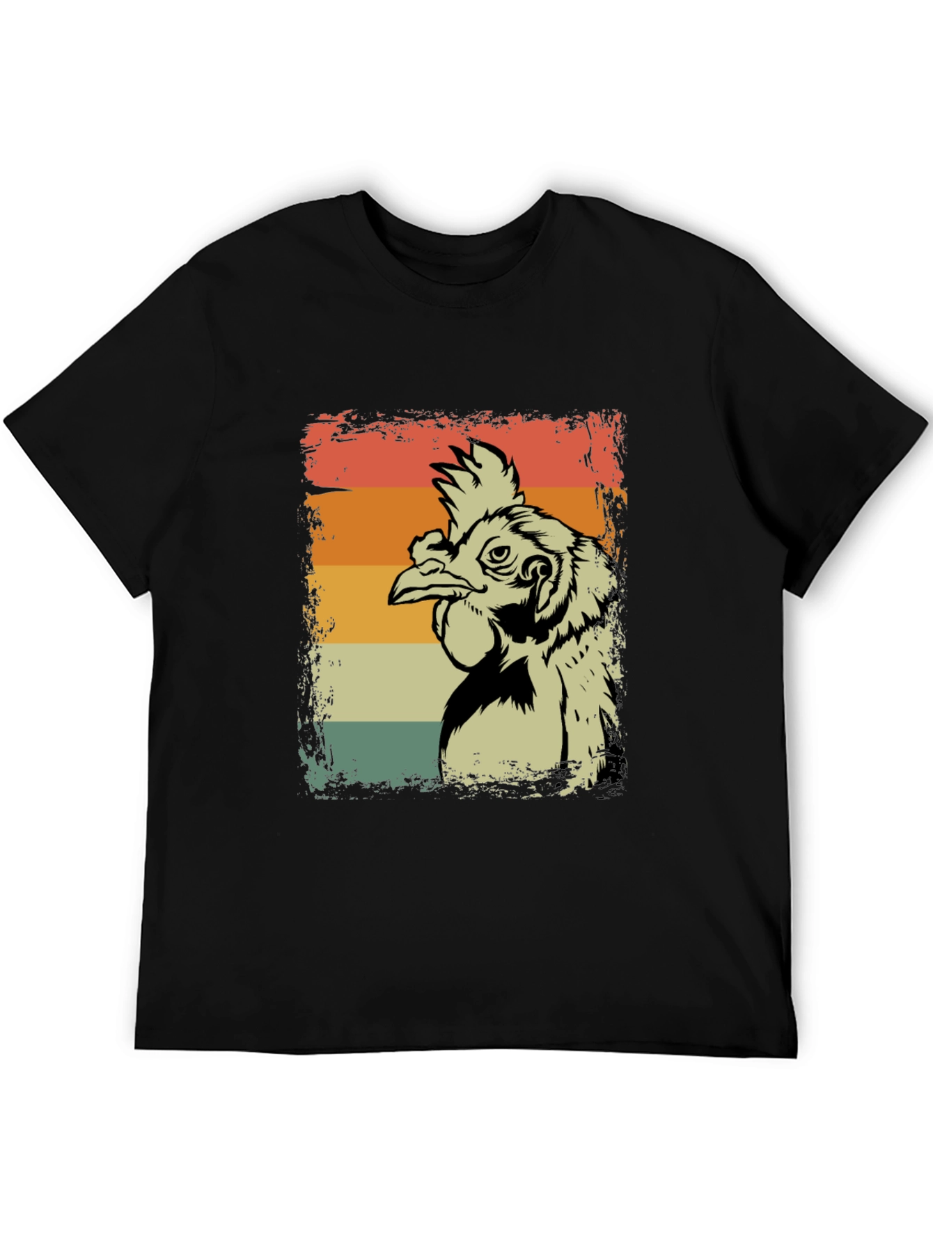 Black Retro Chicken T-Shirt - Vintage Style Graphic Tee view 5