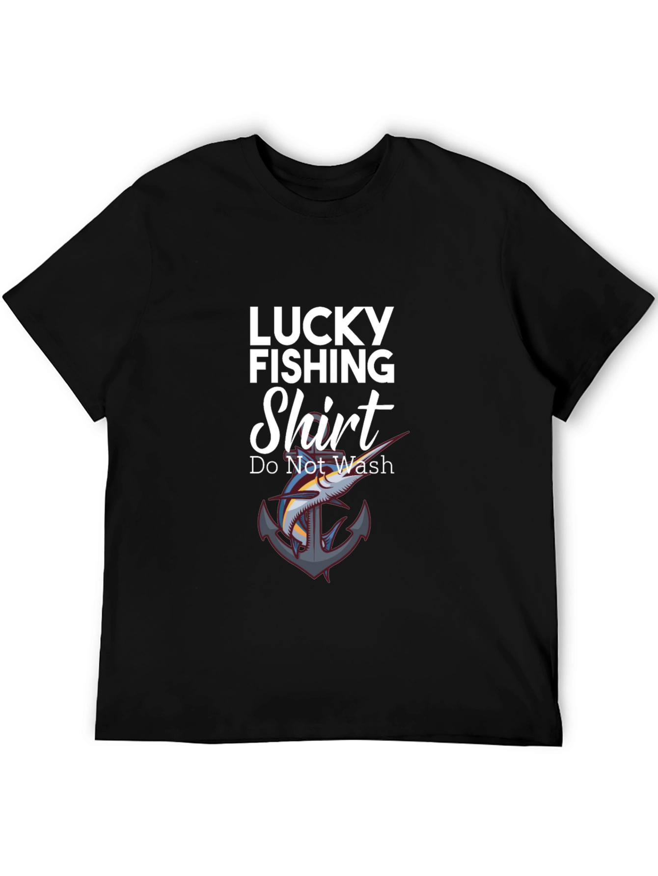Black Lucky Fishing Shirt - Novelty Graphic Tee view 5