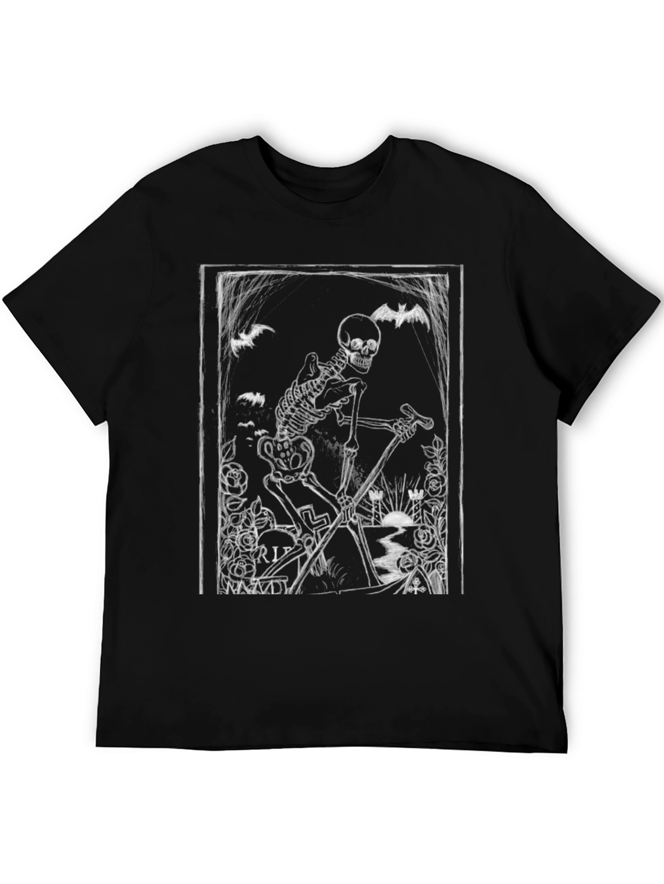 Black Gothic Skeleton Grim Reaper Black T-Shirt view 5