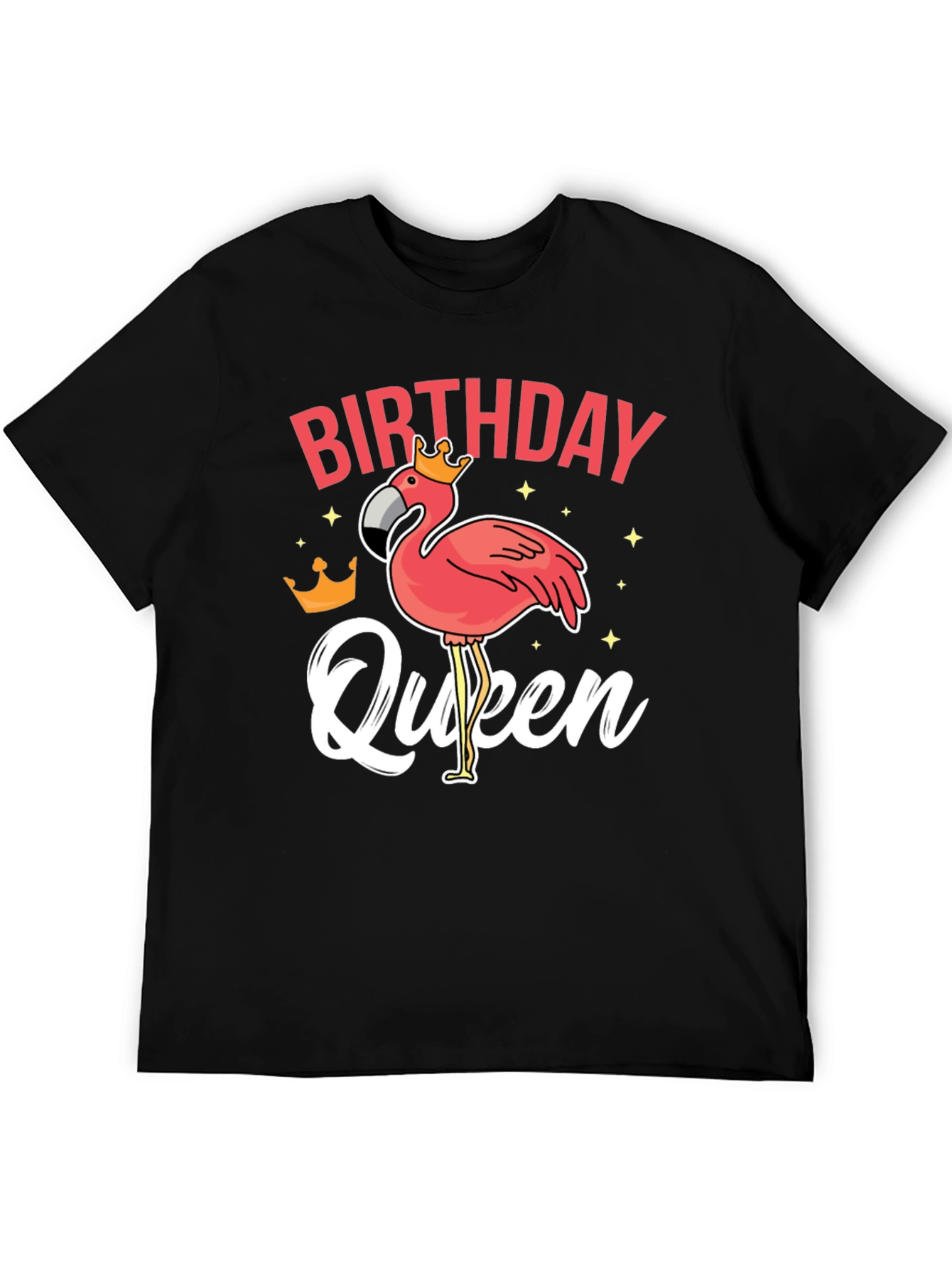 Black Birthday Queen Flamingo T-Shirt view 5