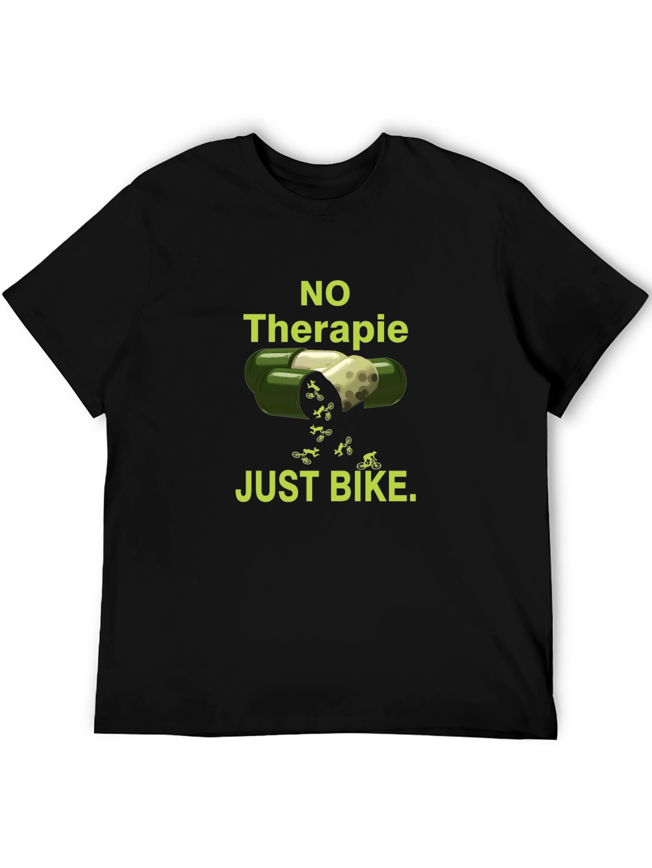 Black No Therapy Just Bike - Funny Biker T-Shirt view 5