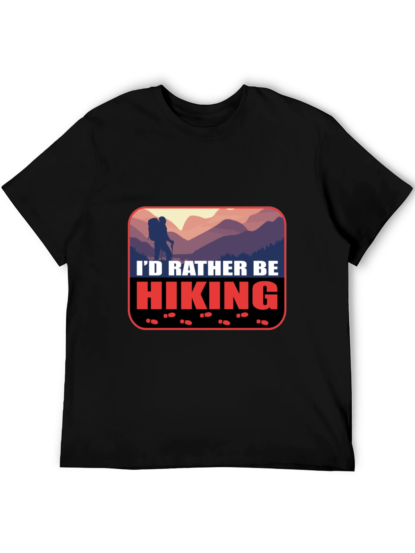 Black Hiking Graphic Tee - "I'd Rather Be Hiking" T-Shirt view 5