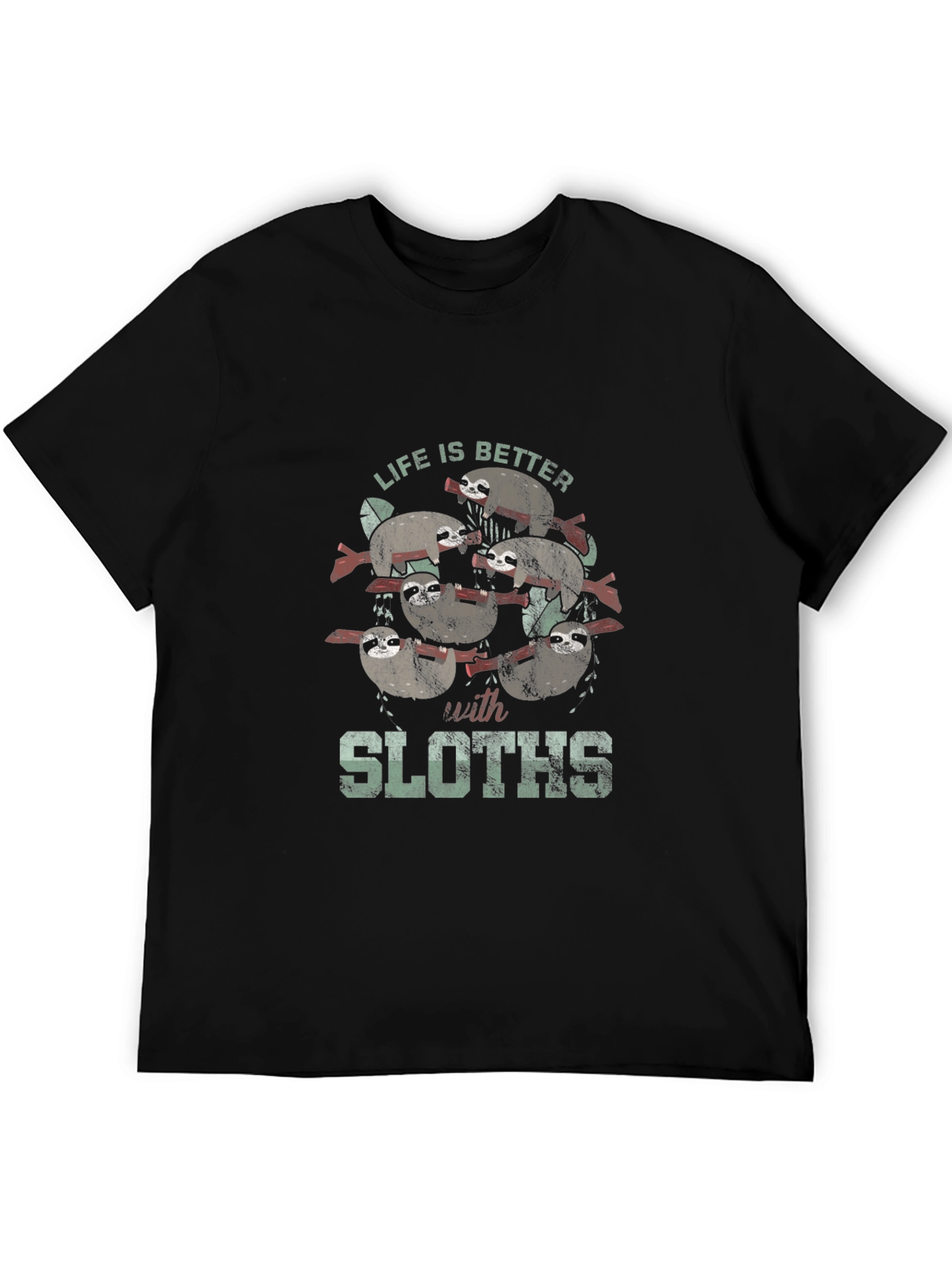Black Life is Better with Sloths Graphic T-Shirt view 5