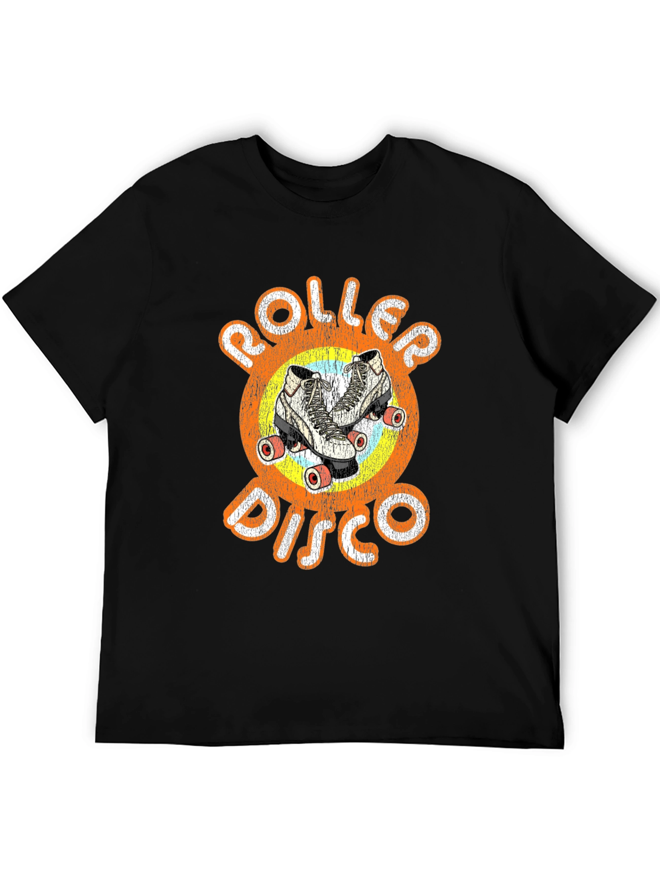Black Retro Roller Disco T-Shirt - Vintage Skate Design view 5