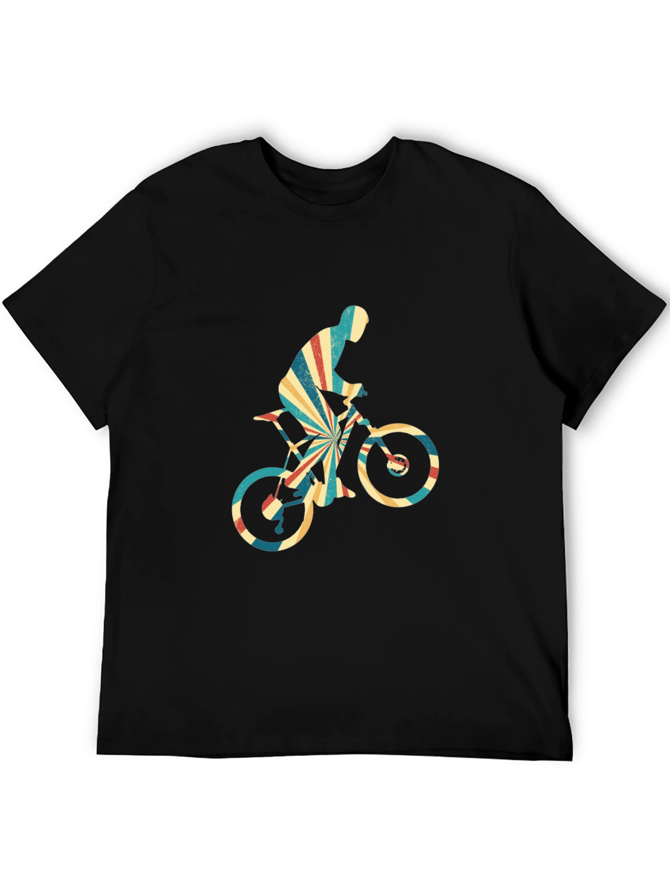 Black Retro Cycling T-Shirt - Mountain Bike Rider Design view 5