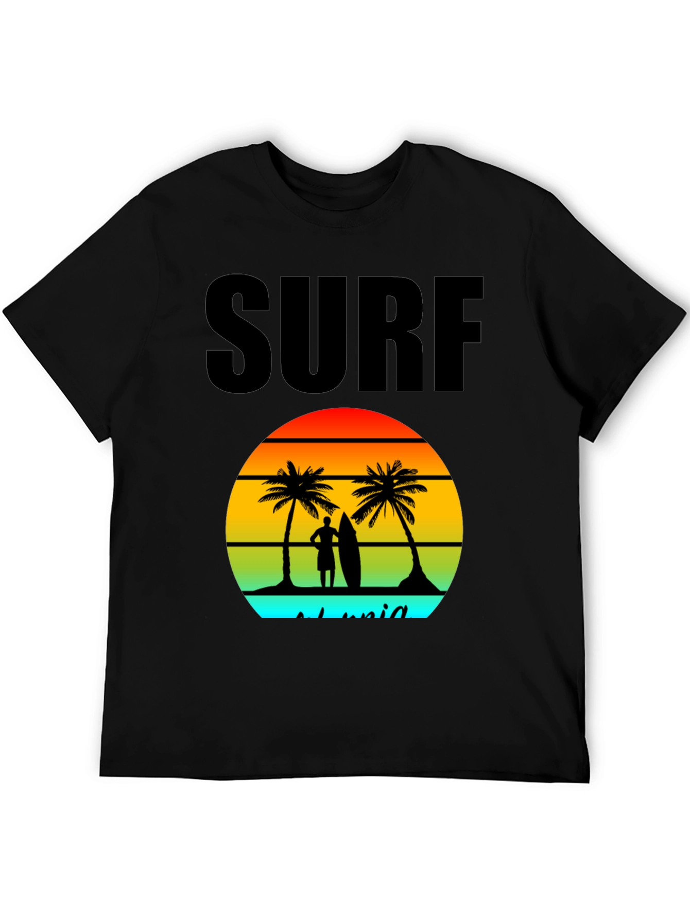 Black Surf Island Graphic Tee - Black Cotton T-Shirt view 5