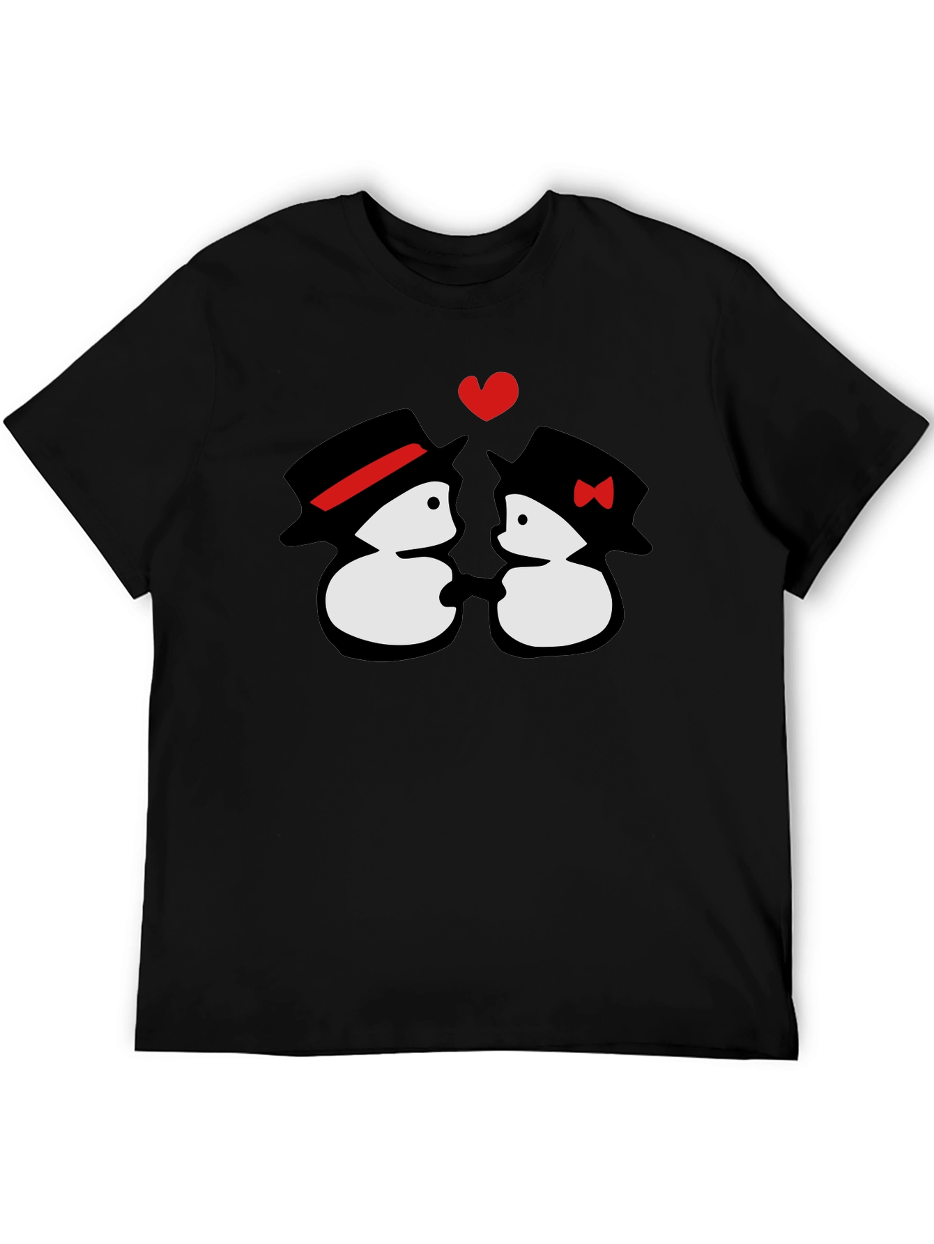 Black Penguin Love T-Shirt - Cute Cartoon Couple Tee view 5