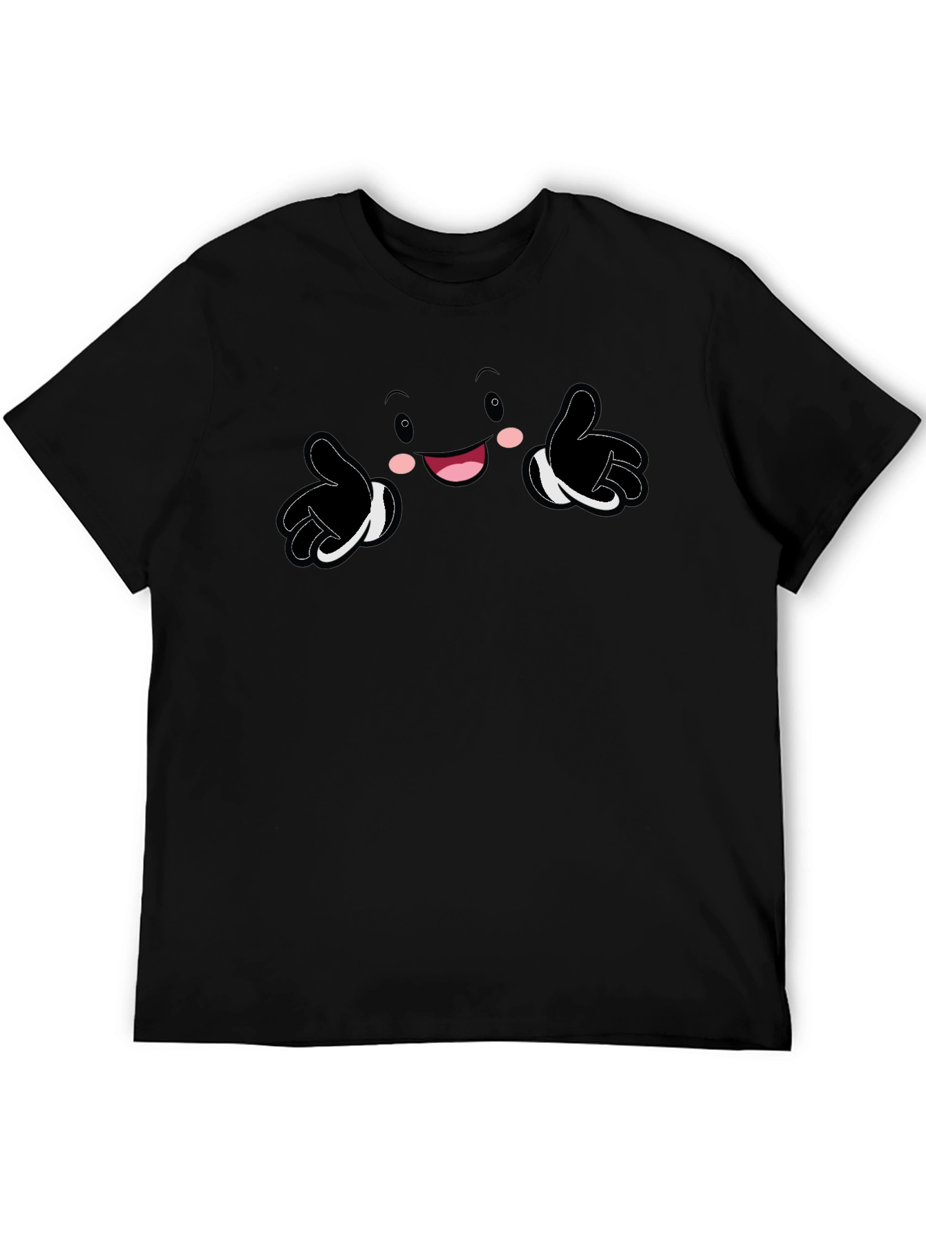 Black Fun Cartoon Character Graphic Print Black T-Shirt view 5