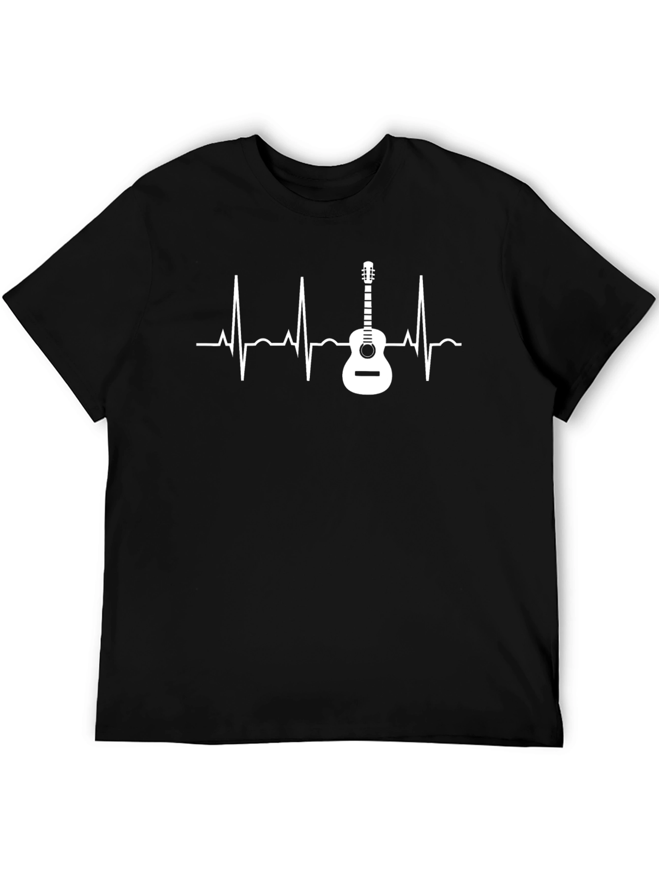 Black Guitar Heartbeat T-Shirt - Music Lover Tee view 5