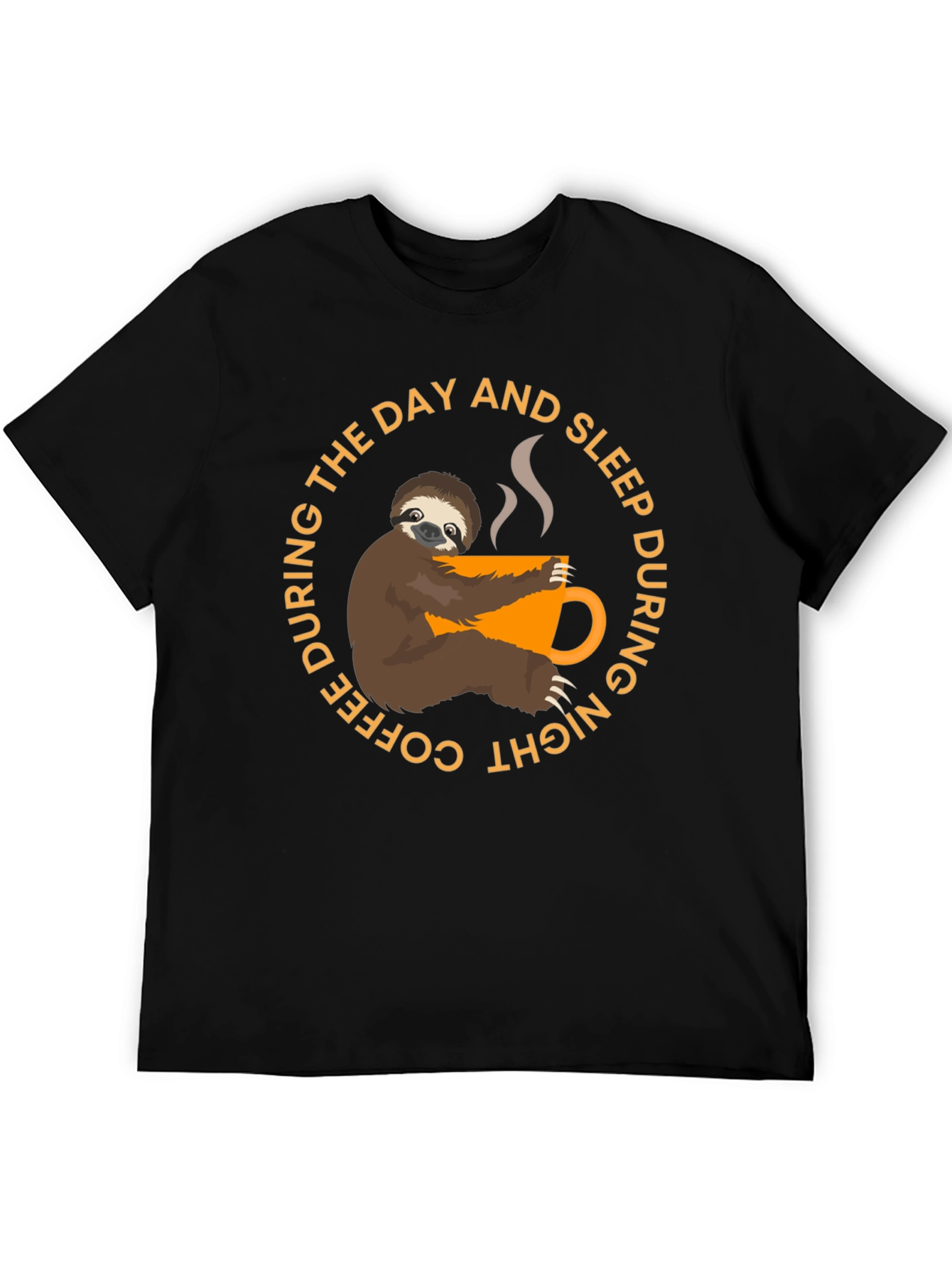 Black Coffee Sloth T-Shirt - Sleep During Night view 5