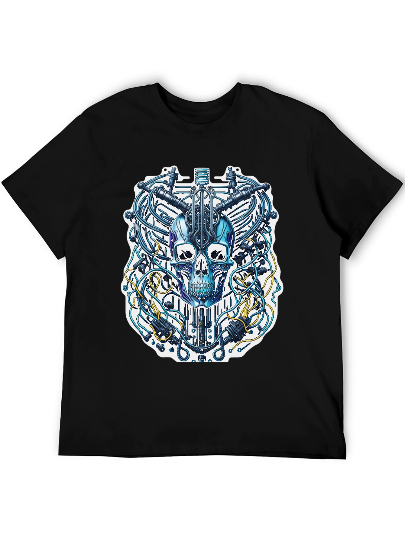 Black Cyberpunk Skull T-Shirt - Unique Design view 5