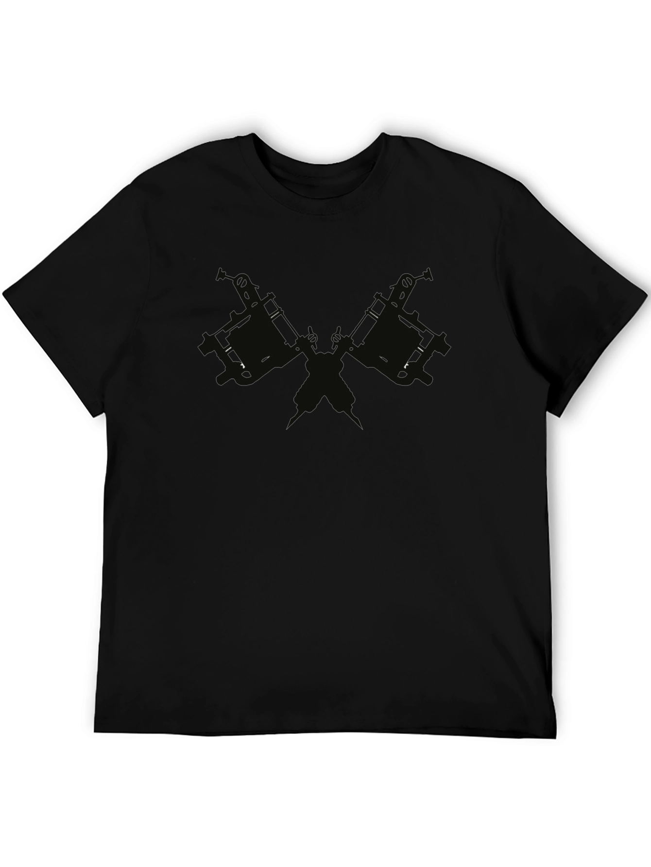 Black Crossed Tattoo Guns Black Graphic Tee view 5