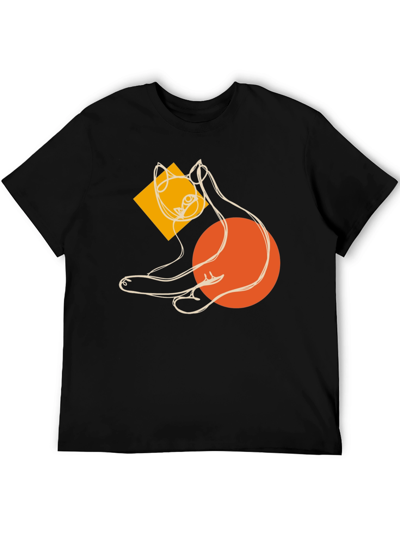 Black Abstract Cat Graphic T-Shirt - Stylish Modern Tee view 5