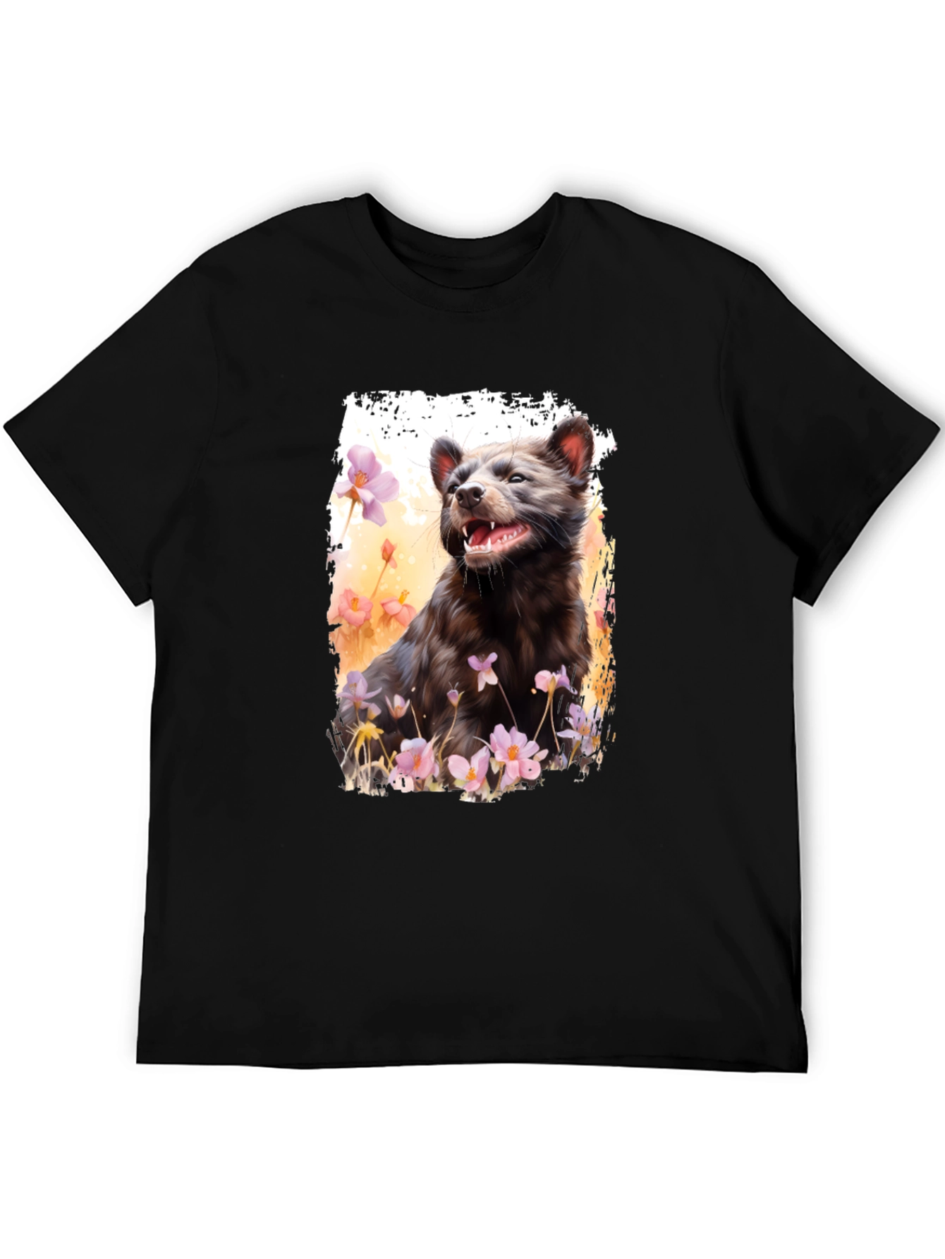Black Tasmanian Devil Floral Print T-Shirt view 5