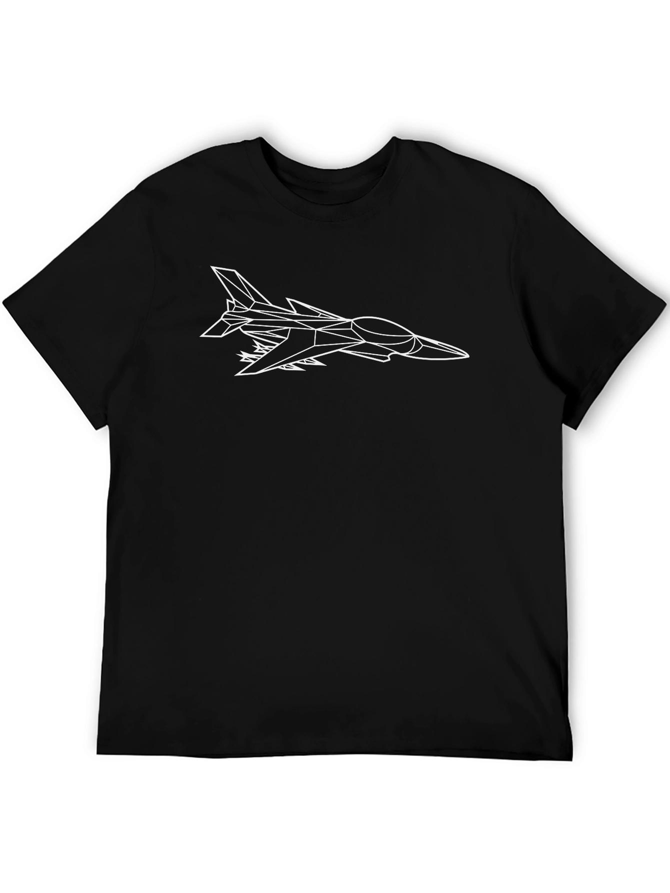 Black Geometric Airplane Graphic Black T-Shirt view 5