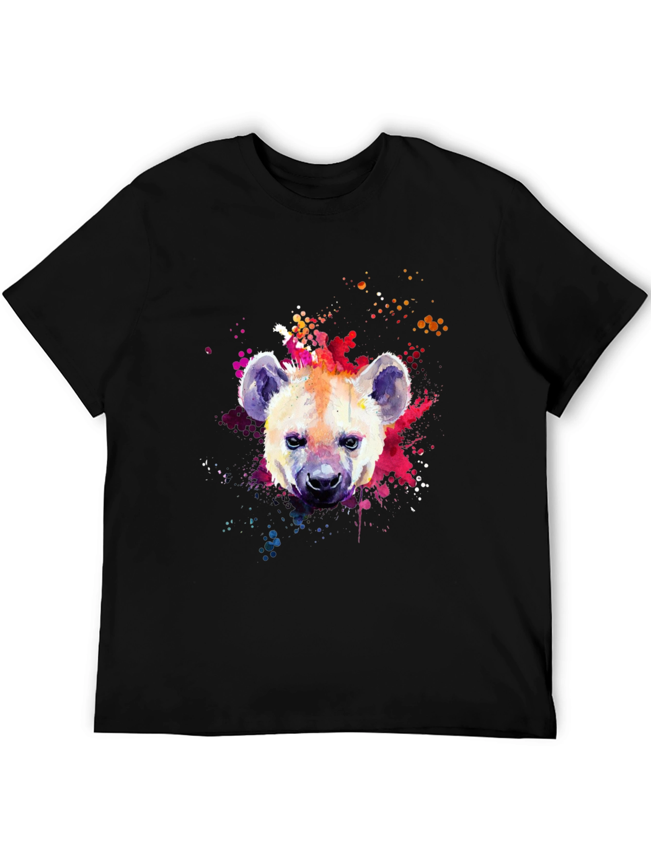 Black Hyena Watercolor Graphic Print Black T-Shirt view 5