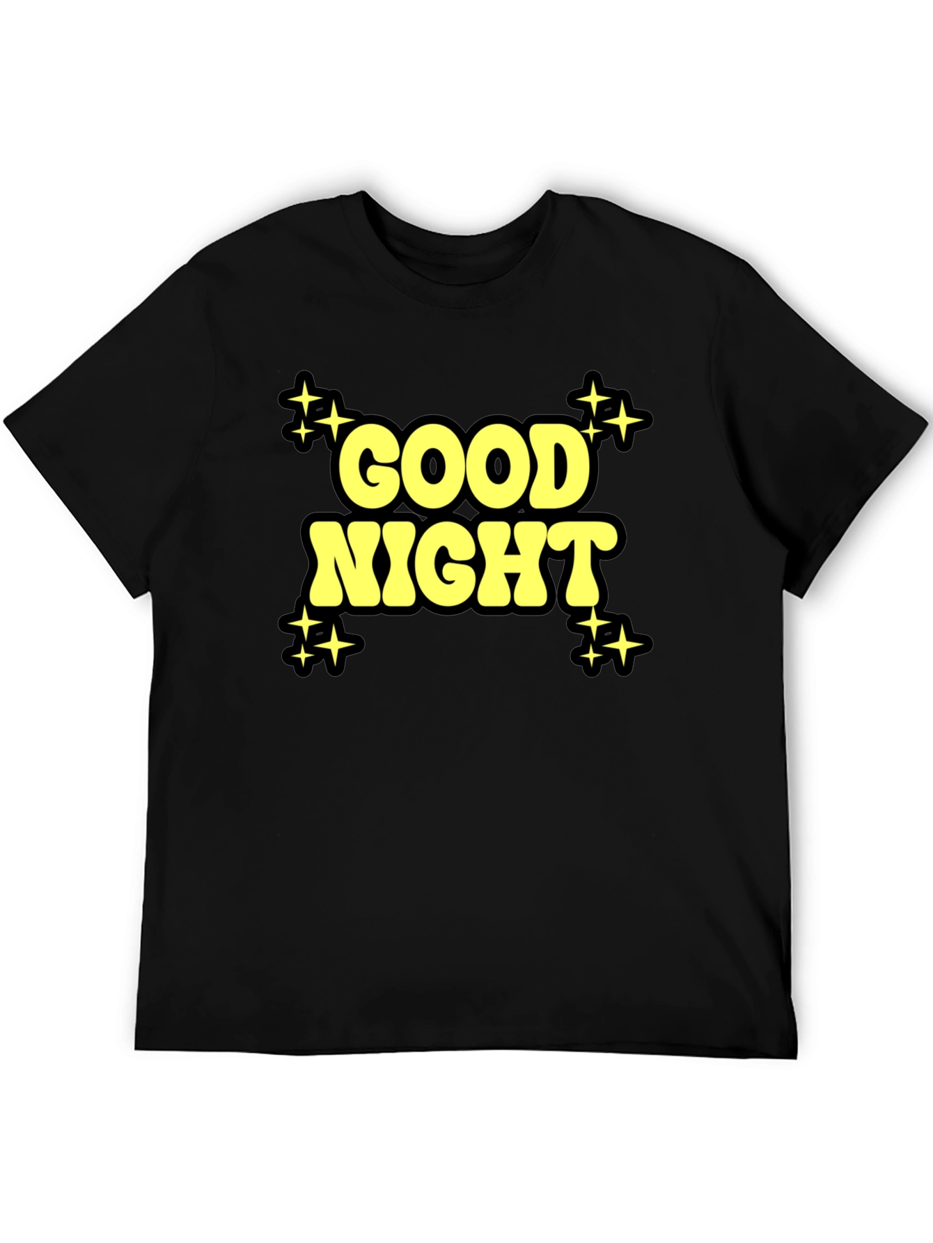 Black Good Night Graphic Print Black T-Shirt view 5