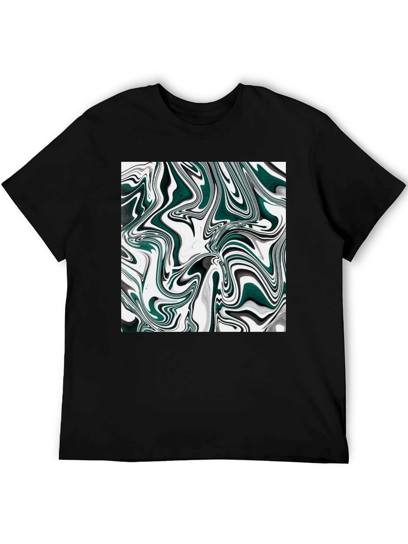 Black Abstract Swirl Graphic T-Shirt - Modern Art Tee view 5
