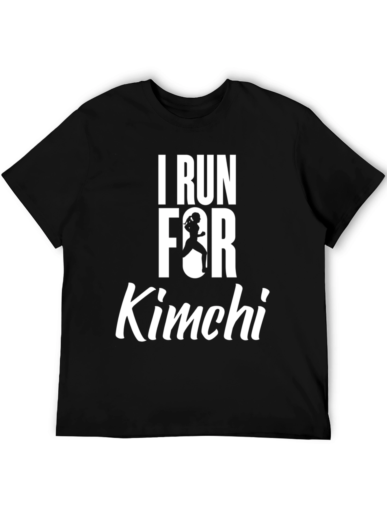 Black I Run For Kimchi T-Shirt - Black Cotton Tee view 5